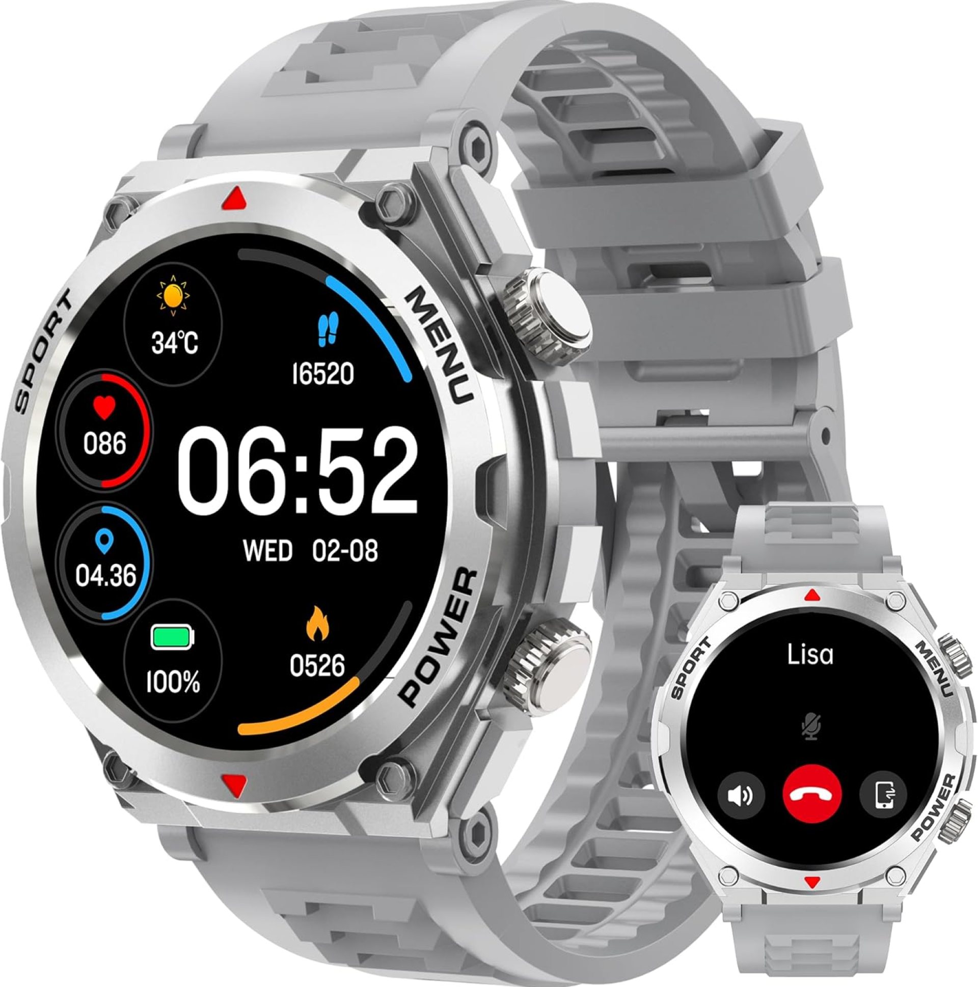 Military Smart Watch for Men (Answer/Make Call), 1.52″ HD Smartwatch for Android Phones/iPhone, 100+ Sport Mode Fitness Tracker with Heart Rate, SpO2, Stress and Sleep Monitor, IP68 Waterproof Military Smart Watch for Men (Answer/Make Call), 1.52″ HD Smartwatch for Android Phones/iPhone, 100+ Sport Mode Fitness Tracker with Heart Rate, SpO2, Stress and Sleep Monitor, IP68 Waterproof