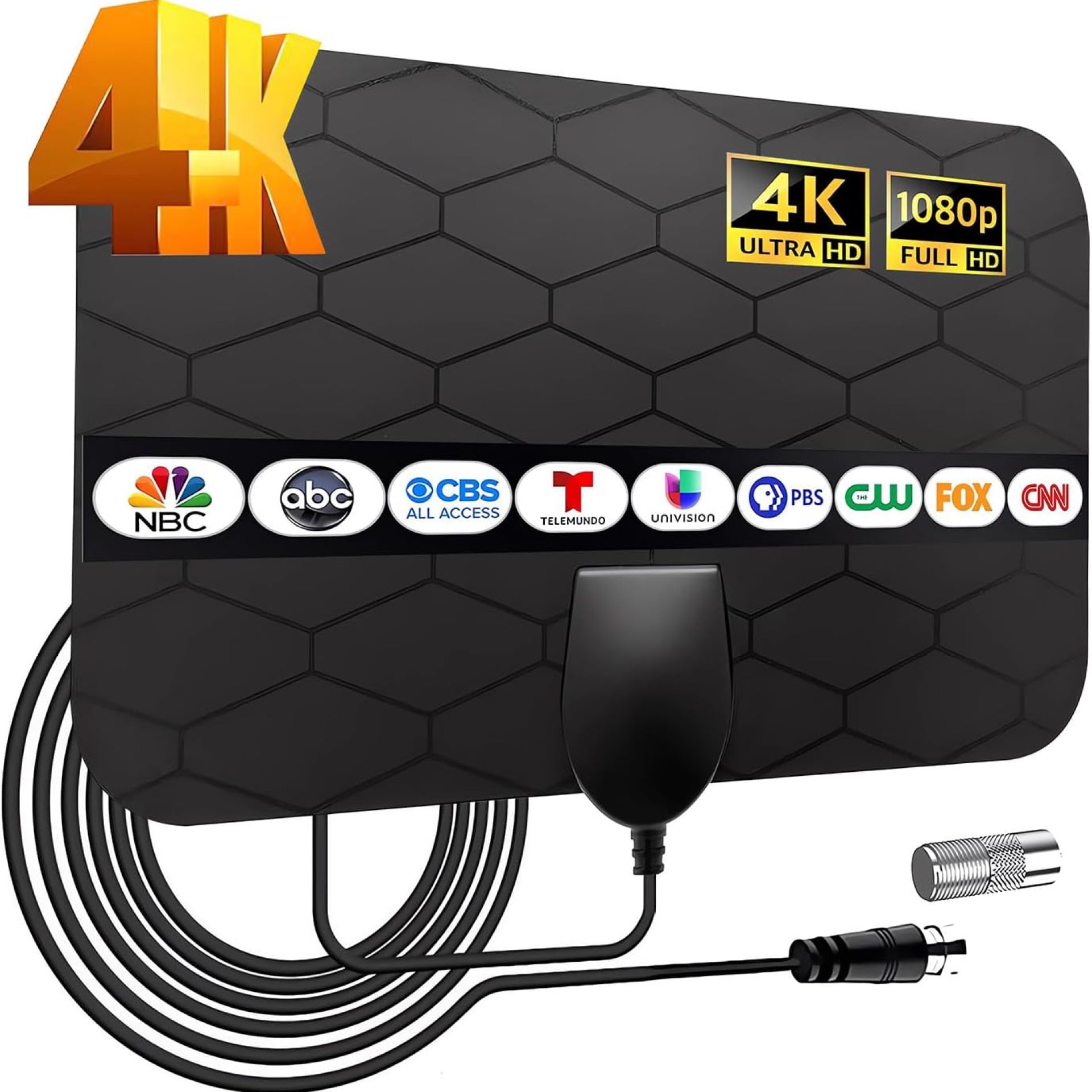 Portable Digital TV Antenna – 4K 1080P, Signal Booster, 10ft Coaxial Cable, Indoor HDTV Antenna for Local Channels Portable Digital TV Antenna – 4K 1080P, Signal Booster, 10ft Coaxial Cable, Indoor HDTV Antenna for Local Channels