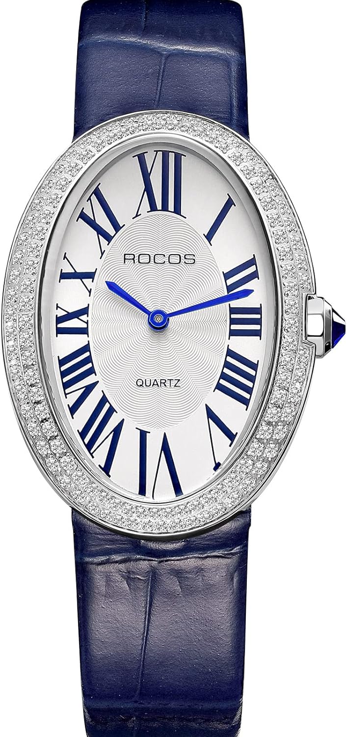 Vintage Ladies Watches – Japanese Quartz Analog with Leather Strap, Fashionable Lightweight Waterproof Oval Womens Watches with Diamond Retro Dress Wristwatch RW0254 Vintage Ladies Watches – Japanese Quartz Analog with Leather Strap, Fashionable Lightweight Waterproof Oval Womens Watches with Diamond Retro Dress Wristwatch RW0254