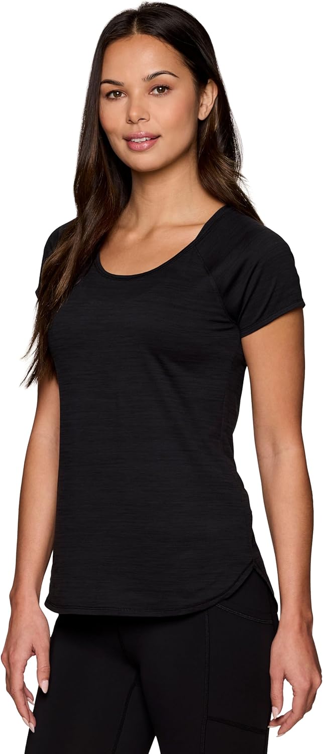 RBX Active Women’s Athletic Quick Dry Space Dye Short Sleeve Yoga T-Shirt RBX Active Women’s Athletic Quick Dry Space Dye Short Sleeve Yoga T-Shirt