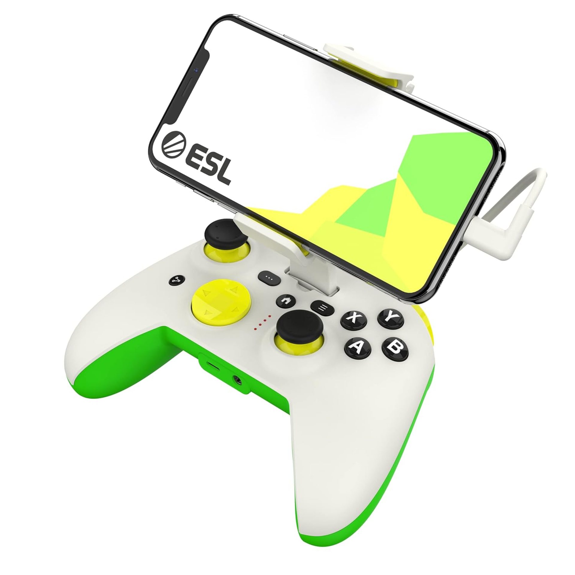 ESL Gaming Controller for iOS iPhone – Wired Gamepad with Triggers, Power Pass Through Charging, D-Pad & Headphone Socket – Handheld Game Console Accessory with ZeroG Mobile Device Holder ESL Gaming Controller for iOS iPhone – Wired Gamepad with Triggers, Power Pass Through Charging, D-Pad & Headphone Socket – Handheld Game Console Accessory with ZeroG Mobile Device Holder