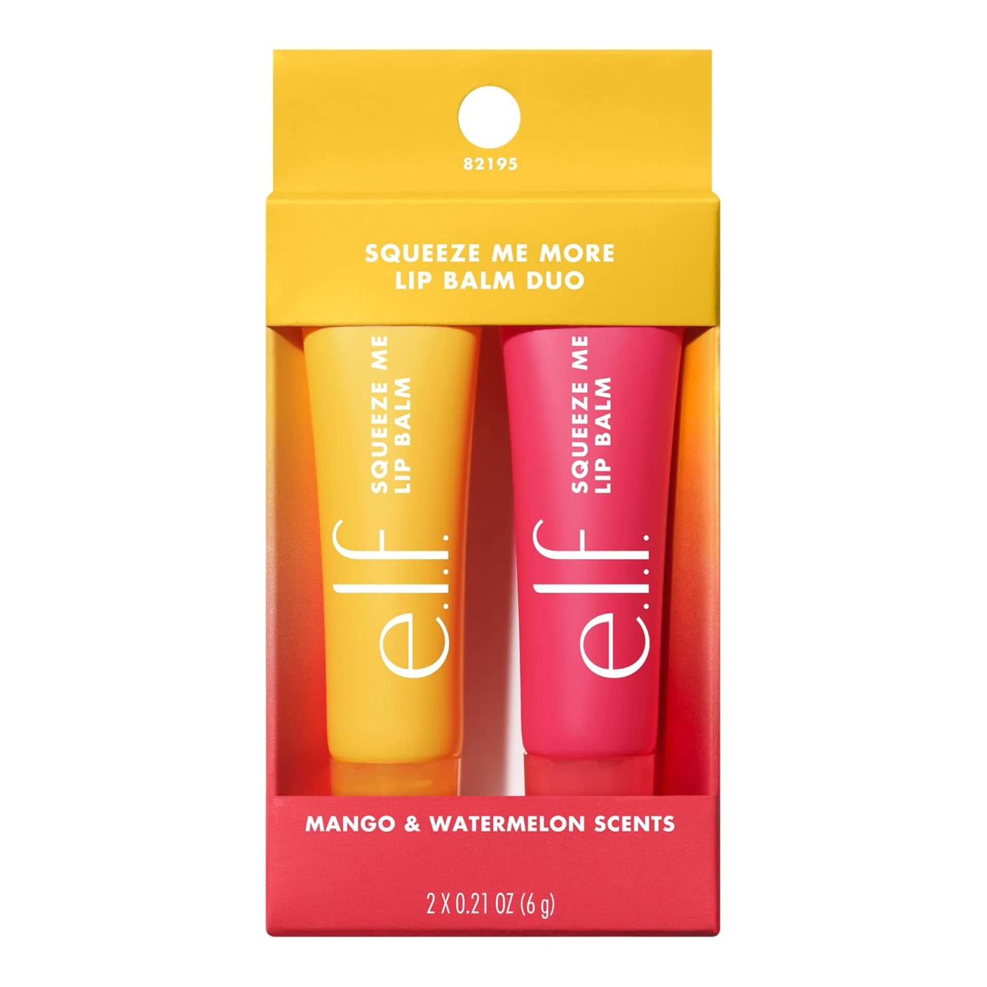 e.l.f. Squeeze Me More Lip Balm Duo, Moisturizing Balm For A Sheer Tint Of Color, Made With Hyaluronic Acid, Vegan & Cruelty-Free, Mango & Watermelon e.l.f. Squeeze Me More Lip Balm Duo, Moisturizing Balm For A Sheer Tint Of Color, Made With Hyaluronic Acid, Vegan & Cruelty-Free, Mango & Watermelon