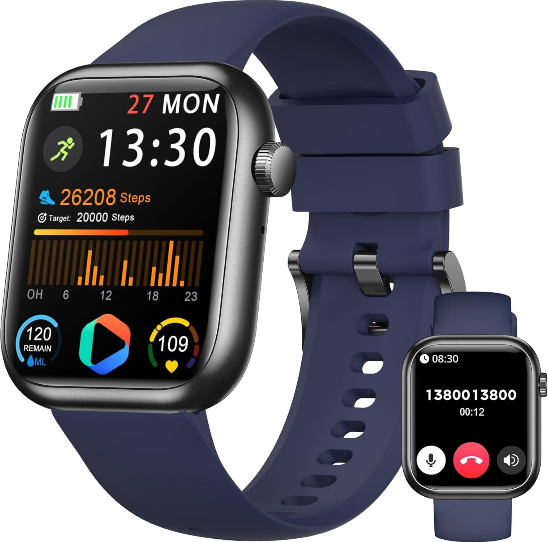 Smart Watch(Answer/Make Call), 1.83″ Fitness Watches for Men Women with Heart Rate/Blood Oxygen Monitor, Sleep Tracker, Pedometer, 120+ Sport Modes, IP68 Waterproof Fitness Tracker for Android iPhone Smart Watch(Answer/Make Call), 1.83″ Fitness Watches for Men Women with Heart Rate/Blood Oxygen Monitor, Sleep Tracker, Pedometer, 120+ Sport Modes, IP68 Waterproof Fitness Tracker for Android iPhone