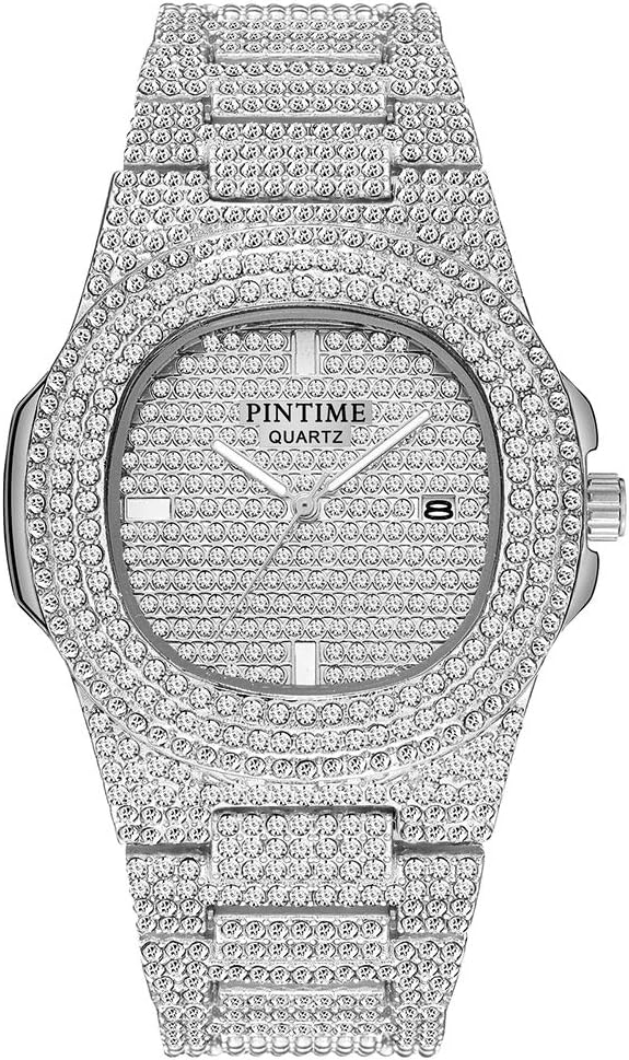 Gosasa Men’s/Womens Unisex Crystal Watch Full Bling Iced-Out Cuban Watch Oblong Silver/Gold Wristwatch Hip-Hop Stainless Steel Bracelet Watch Gosasa Men’s/Womens Unisex Crystal Watch Full Bling Iced-Out Cuban Watch Oblong Silver/Gold Wristwatch Hip-Hop Stainless Steel Bracelet Watch