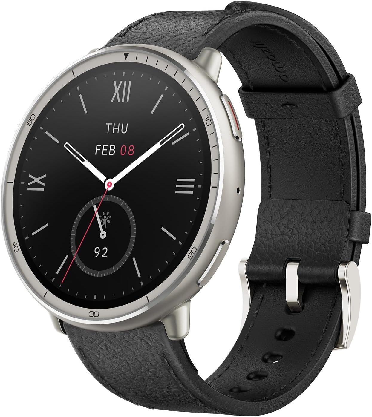 Amazfit Active 2 Smart Watch 44mm, 10 Day Battery, Fitness Tracker, Sleep Monitor, GPS Maps, 160+ Sport Modes, Water Resistant, for Android & Apple iPhone, Sapphire Glass, Black Leather Strap Amazfit Active 2 Smart Watch 44mm, 10 Day Battery, Fitness Tracker, Sleep Monitor, GPS Maps, 160+ Sport Modes, Water Resistant, for Android & Apple iPhone, Sapphire Glass, Black Leather Strap