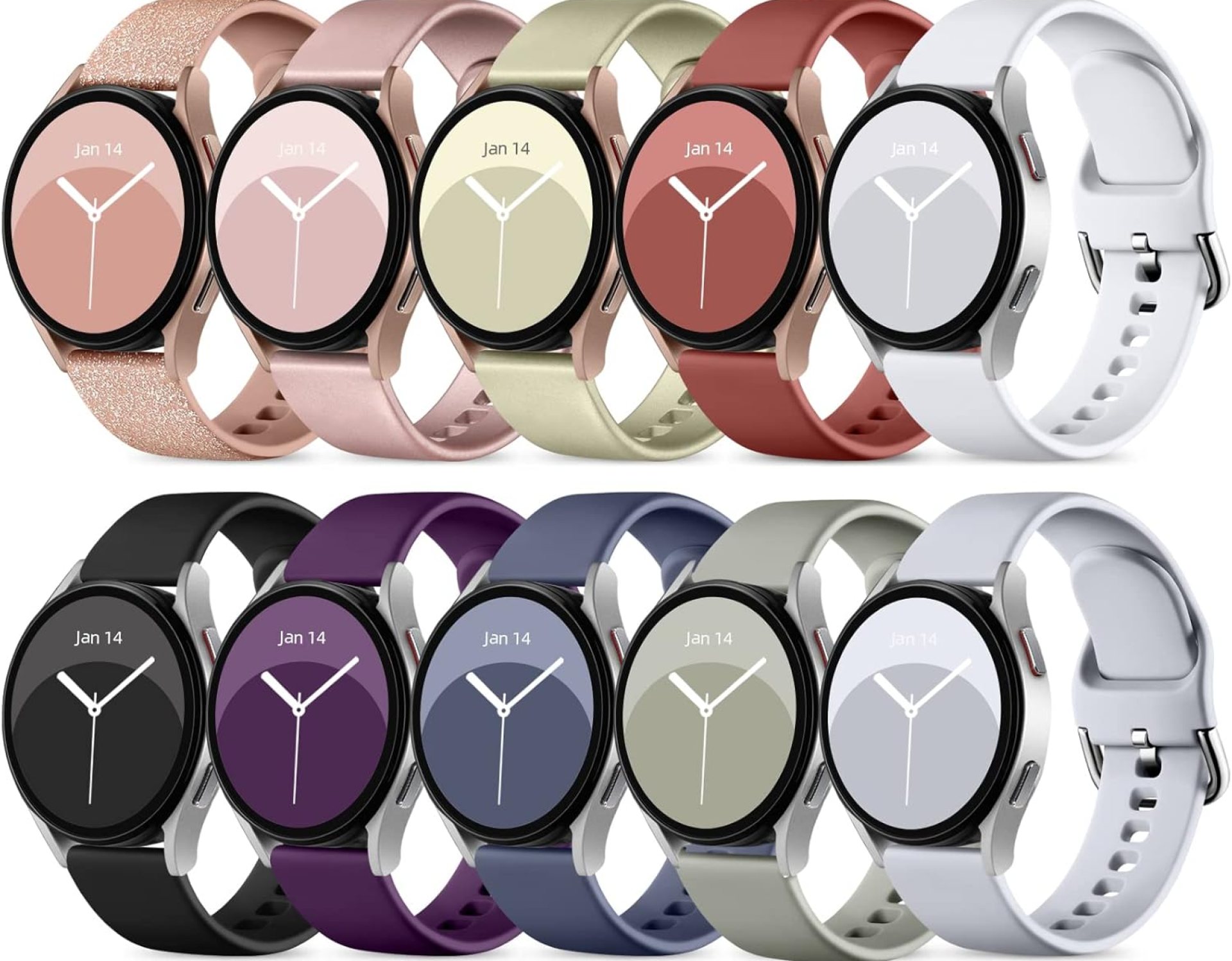 DaQin 10 Pack Bands Compatible with Samsung Galaxy Watch 7/6/5/4 40mm 44mm/Watch 6 Classic 43mm 47mm/Watch 5 Pro 45mm/Watch 4 Classic/Active 2 Band, 20mm Soft Silicone Sport Strap Wristbands Women Men DaQin 10 Pack Bands Compatible with Samsung Galaxy Watch 7/6/5/4 40mm 44mm/Watch 6 Classic 43mm 47mm/Watch 5 Pro 45mm/Watch 4 Classic/Active 2 Band, 20mm Soft Silicone Sport Strap Wristbands Women Men