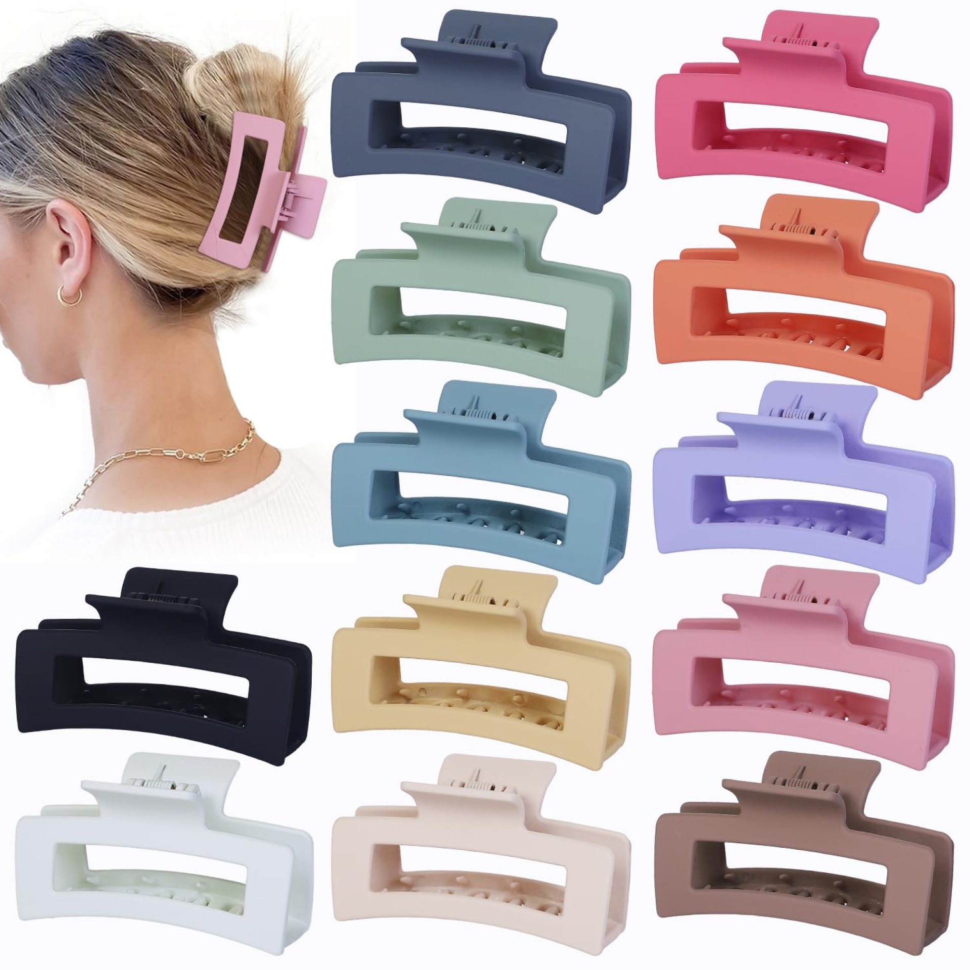 12 Pcs Medium Hair Clips, 3.5 Inch, Colorful – Hair Clips for Thick and Thin Hair, Square Claw Clips, Jaw Clips, Bulk Hair Accessories for Women and Girls 12 Pcs Medium Hair Clips, 3.5 Inch, Colorful – Hair Clips for Thick and Thin Hair, Square Claw Clips, Jaw Clips, Bulk Hair Accessories for Women and Girls