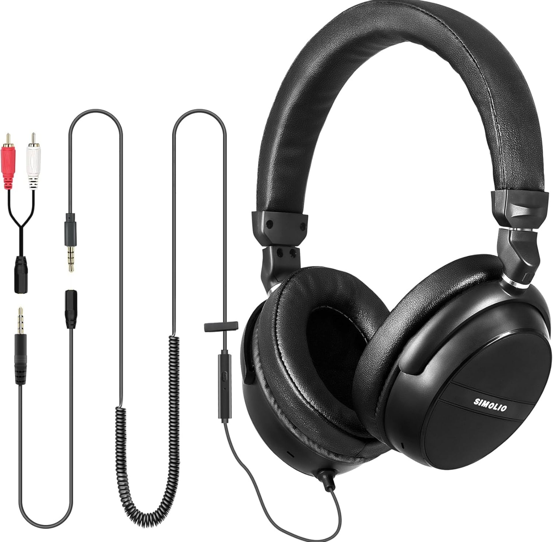 SIMOLIO Long Cord Headphones for TV and PC with Volume Control and Mic, 21.6FT/6.6M Extended Cable with Clip, RCA & 3.5mm AUX Audio, Fold-Flat Stereo Over Ear Wired TV Headphones, SM-906TV SIMOLIO Long Cord Headphones for TV and PC with Volume Control and Mic, 21.6FT/6.6M Extended Cable with Clip, RCA & 3.5mm AUX Audio, Fold-Flat Stereo Over Ear Wired TV Headphones, SM-906TV