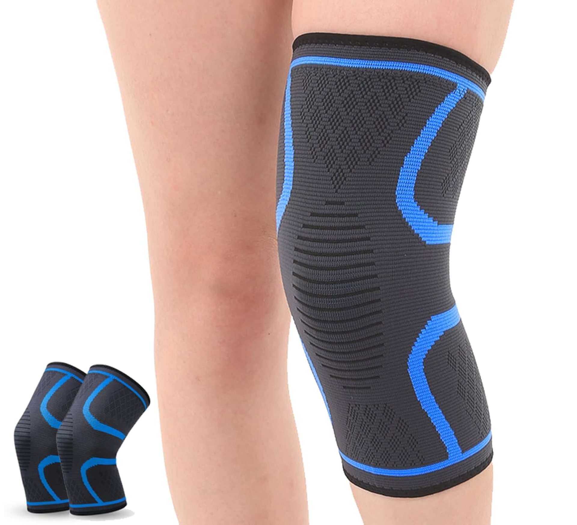 Knee Braces for Knee Pain, 2 Pack Knee Pads Knee Sleeves Weightlifting Knee Compression Sleeve, Knee Support Knee Flex Wrap Knee Sleeves (Medium, Blue) Knee Braces for Knee Pain, 2 Pack Knee Pads Knee Sleeves Weightlifting Knee Compression Sleeve, Knee Support Knee Flex Wrap Knee Sleeves (Medium, Blue)