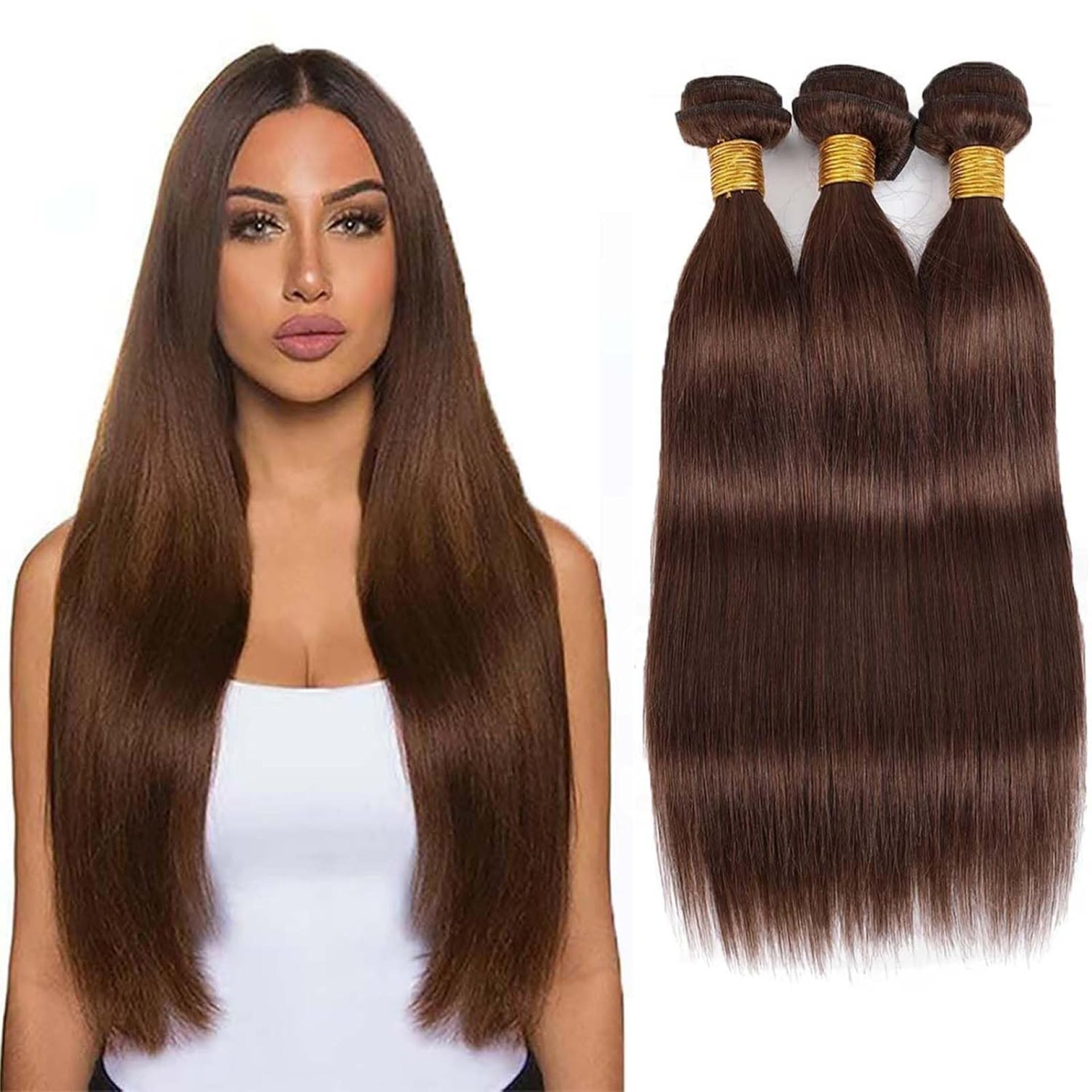 Hair Bundles 16 18 20 Inch Straight Color 4# Unprocessed Brazilian Virgin Human Hair 3 Bundles Quick Weave Extensions (4# Straight, 16 18 20) Hair Bundles 16 18 20 Inch Straight Color 4# Unprocessed Brazilian Virgin Human Hair 3 Bundles Quick Weave Extensions (4# Straight, 16 18 20)
