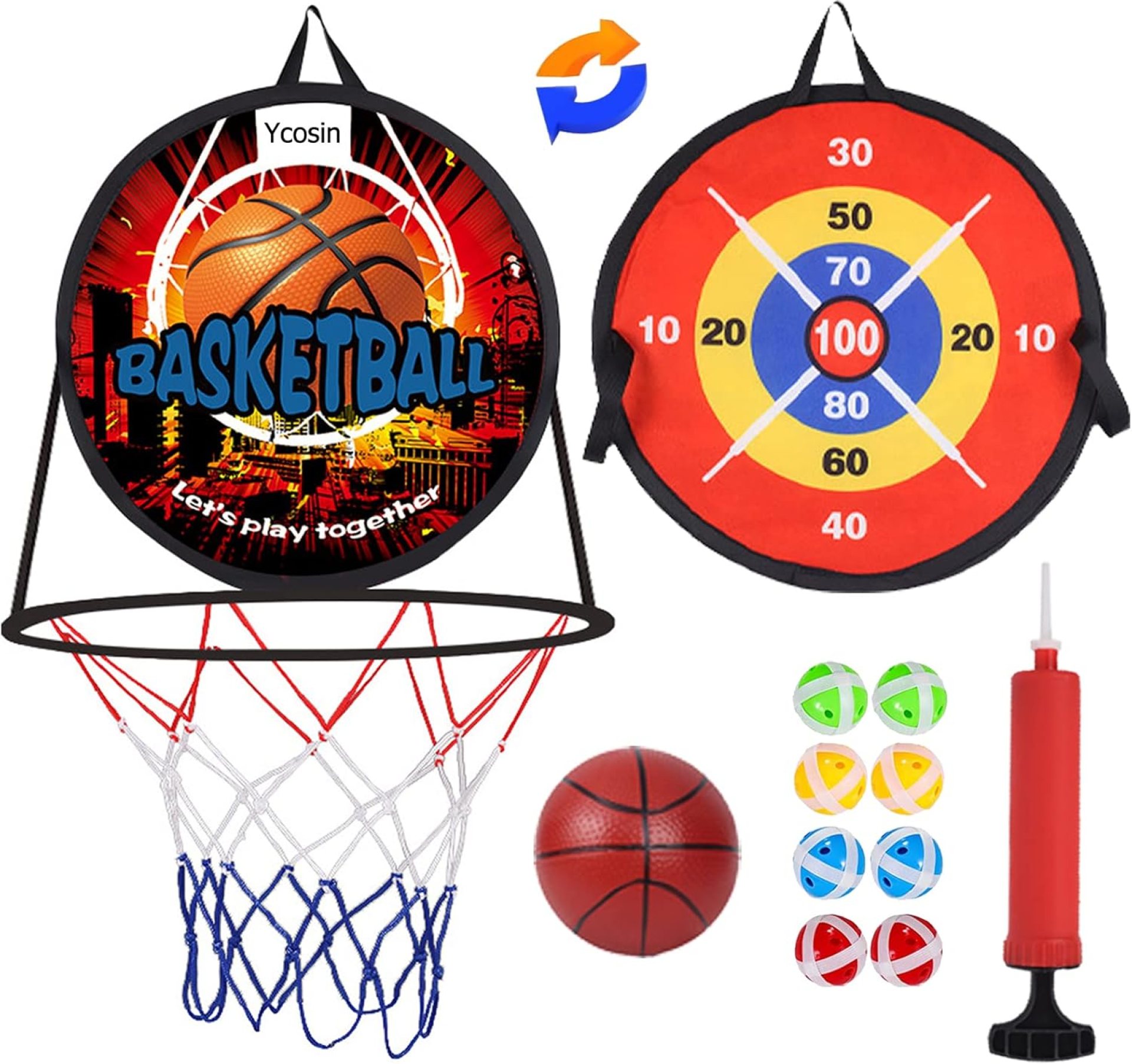 2 in 1 Basketball Hoop and Dart Board, 14″ Dart Board for Kids, Basketball Hoop for Kids Toddlers, Sports & Outdoor Play, Birthday Gift Toys for 3 4 5 6 7 8 9 10 Year Old Boys Girls Kids, Party Favors 2 in 1 Basketball Hoop and Dart Board, 14″ Dart Board for Kids, Basketball Hoop for Kids Toddlers, Sports & Outdoor Play, Birthday Gift Toys for 3 4 5 6 7 8 9 10 Year Old Boys Girls Kids, Party Favors