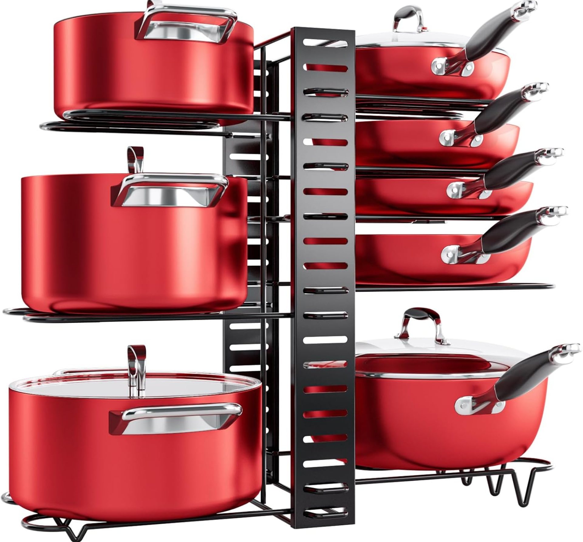 MUDEELA Pots and Pans Organizer Rack under Cabinet, 8-Tier Kitchen Organizers and Storage Pot Racks, Adjustable Pot Organizers inside Cabinet with 3 DIY Methods MUDEELA Pots and Pans Organizer Rack under Cabinet, 8-Tier Kitchen Organizers and Storage Pot Racks, Adjustable Pot Organizers inside Cabinet with 3 DIY Methods