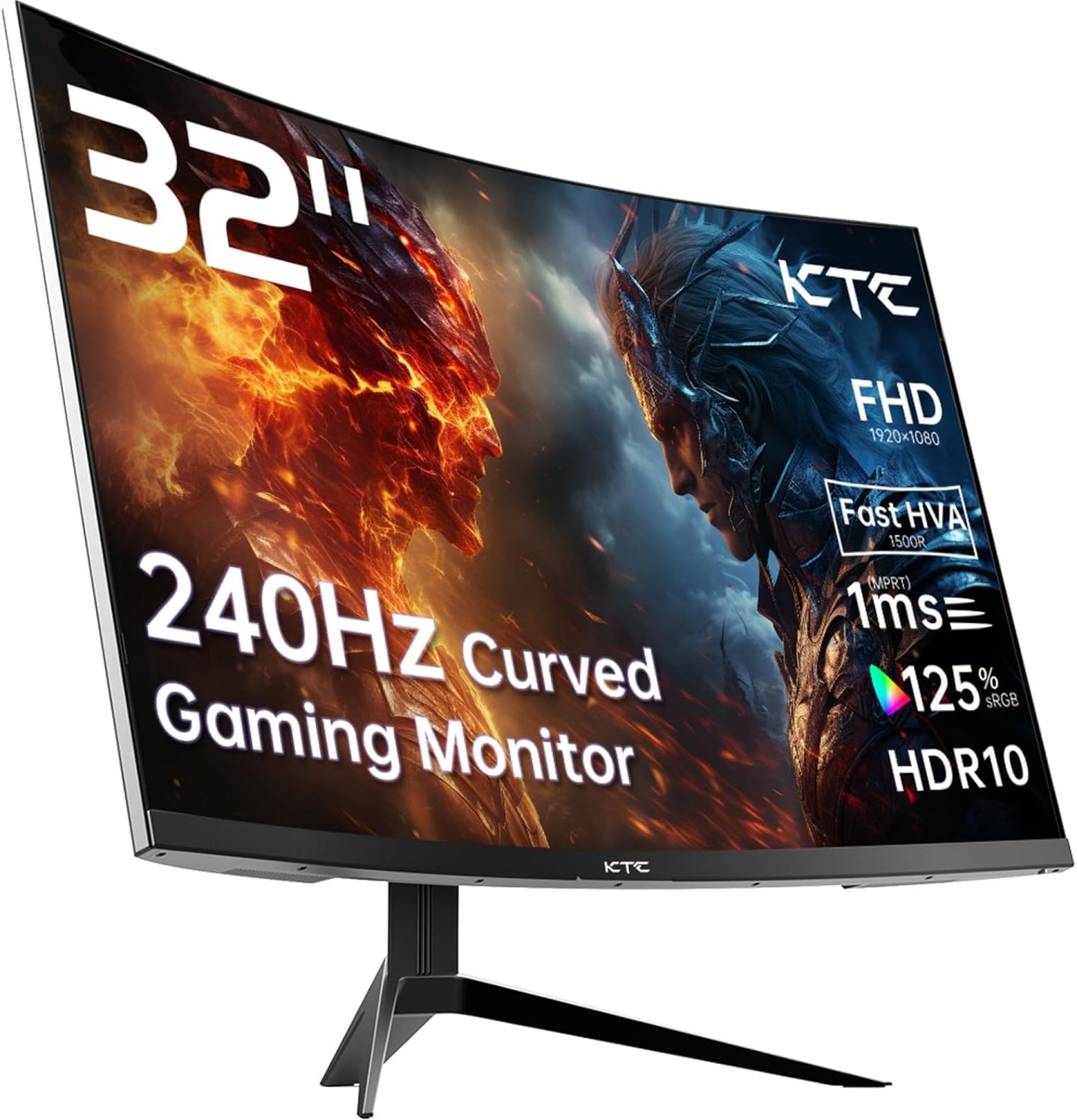 KTC 32 inch 240Hz Curved Gaming Monitor 1500R 1080P 125% sRGB 1ms, Freesync/G-sync HDR10,HDMI/DP/USB Ports VESA,Tilt Adjustable,Xbox PS5 Switch,Black KTC 32 inch 240Hz Curved Gaming Monitor 1500R 1080P 125% sRGB 1ms, Freesync/G-sync HDR10,HDMI/DP/USB Ports VESA,Tilt Adjustable,Xbox PS5 Switch,Black