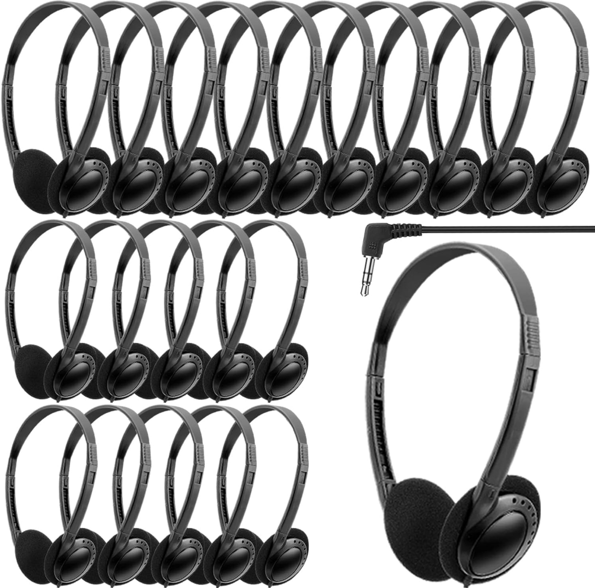 Classroom Headphones Bulk 25 Pack for School Students Teens Children Toddler and Adults (Black) Classroom Headphones Bulk 25 Pack for School Students Teens Children Toddler and Adults (Black)