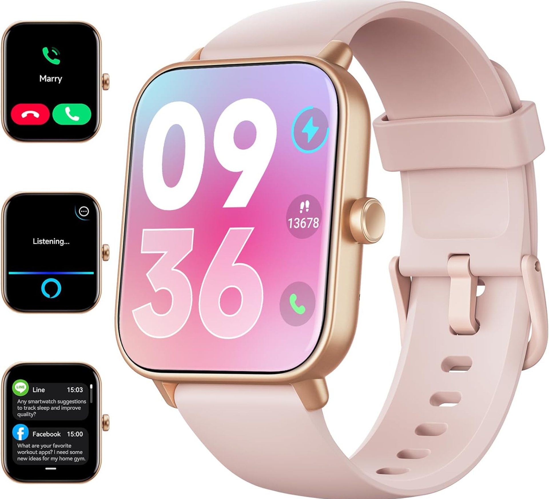 ENOMIR Smart Watch for Women Men with Bluetooth Call,Smartwatch with Alexa Built-in,Heart Rate SpO2 Sleep Monitor,5ATM Waterproof,Step Calorie Activity Trackers and Smartwatches for iOS(Dusty Rose) ENOMIR Smart Watch for Women Men with Bluetooth Call,Smartwatch with Alexa Built-in,Heart Rate SpO2 Sleep Monitor,5ATM Waterproof,Step Calorie Activity Trackers and Smartwatches for iOS(Dusty Rose)