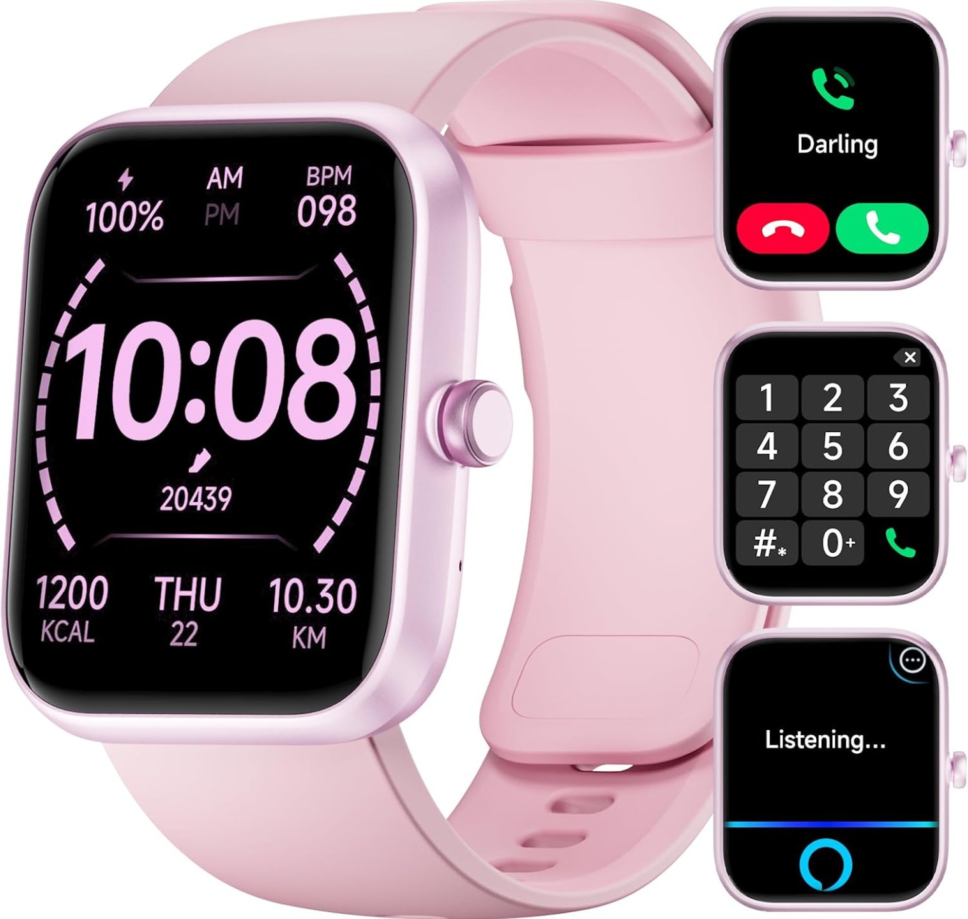 Smart Watch Large Display, Compatible with Android 6.0+/ iOS 9.0+, Smart Watches for Women with Clear Bluetooth Calls, Health/Sleep/Fitness Tracker Watch, Waterproof Smart Watches for Men (Pink) Smart Watch Large Display, Compatible with Android 6.0+/ iOS 9.0+, Smart Watches for Women with Clear Bluetooth Calls, Health/Sleep/Fitness Tracker Watch, Waterproof Smart Watches for Men (Pink)