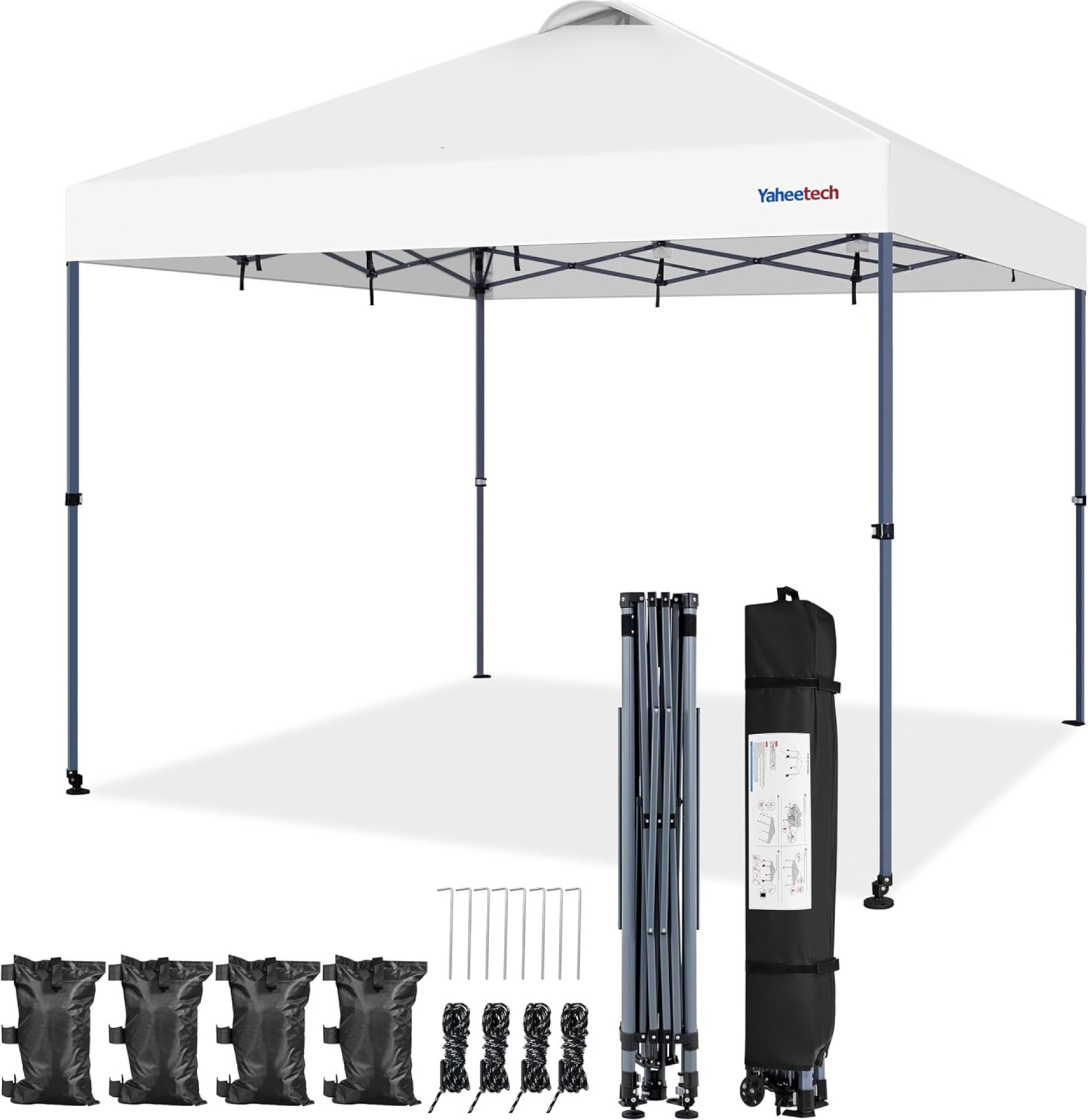 Yaheetech 12×12 Pop-up Canopy Tent w/ 2 Integrated Wheels for Mobility, Waterpoof & Heavy Duty, Instant Sun Shelter with Carry Bag, Weight Bags for Outdoor Camping Beach Patio Parties, White Yaheetech 12×12 Pop-up Canopy Tent w/ 2 Integrated Wheels for Mobility, Waterpoof & Heavy Duty, Instant Sun Shelter with Carry Bag, Weight Bags for Outdoor Camping Beach Patio Parties, White