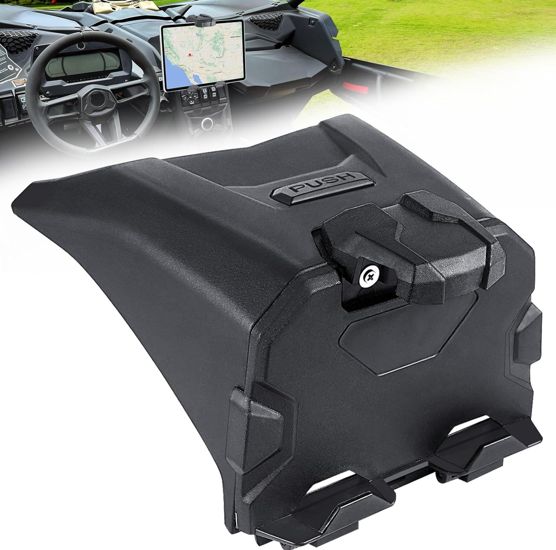 MDPROMCP Maverick X3 Tablet Holder with Storage Box, GPS Mount Compatible with Can Am Maverick X3 2017-2025 UTV Center Console Stable Phone Holder Accessories Replacement for 715002874 MDPROMCP Maverick X3 Tablet Holder with Storage Box, GPS Mount Compatible with Can Am Maverick X3 2017-2025 UTV Center Console Stable Phone Holder Accessories Replacement for 715002874
