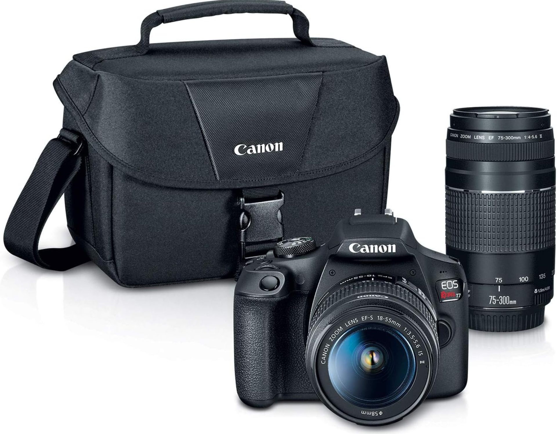Canon EOS Rebel T7 DSLR Camera|2 Lens Kit with EF18-55mm + EF 75-300mm Lens, Black Canon EOS Rebel T7 DSLR Camera|2 Lens Kit with EF18-55mm + EF 75-300mm Lens, Black