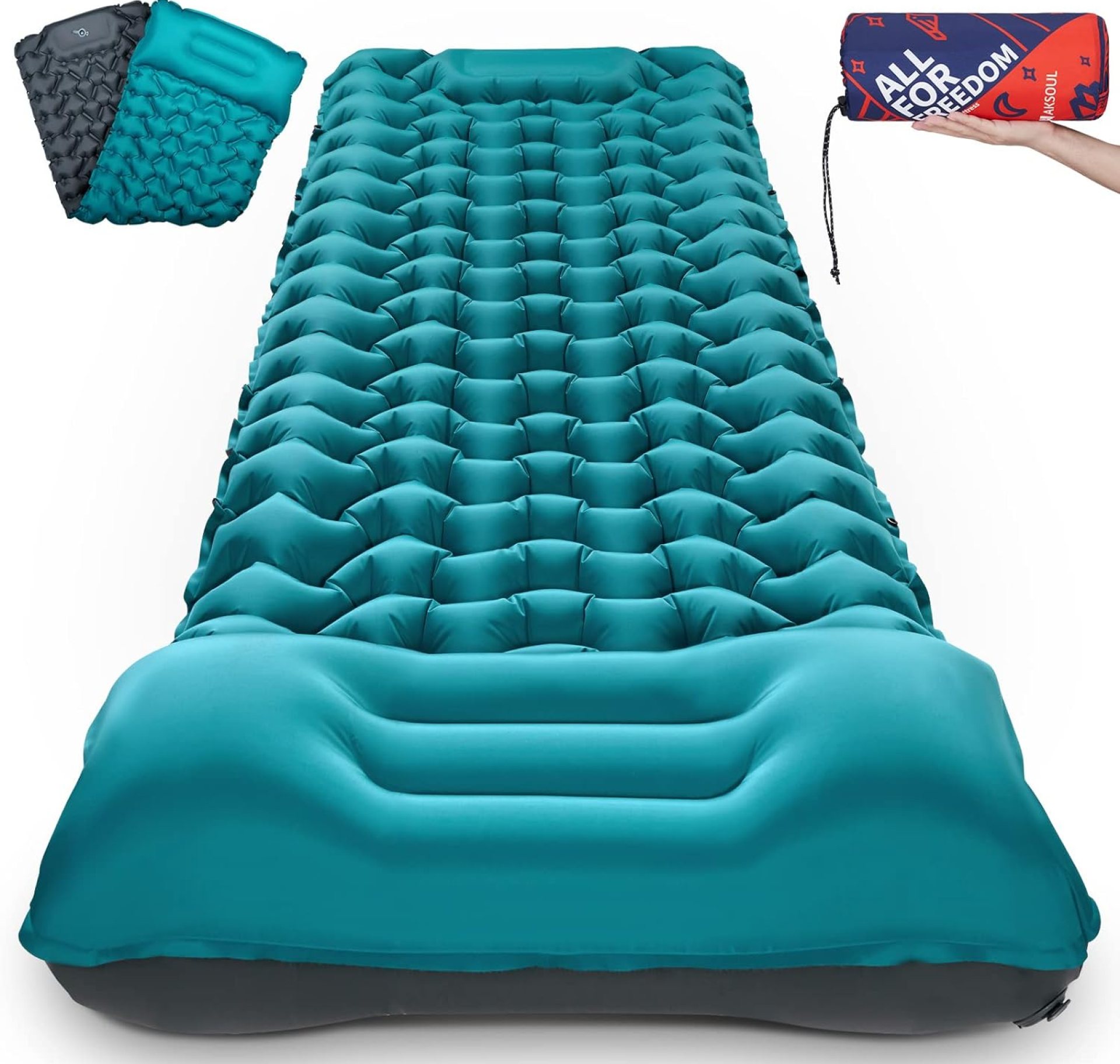 AKSOUL Camping Sleeping Pad with Pillow: Extra Thick 3.9 inch Ultralight Self Inflating Air Mat, Compact Lightweight Insulated Inflatable Sleep Mattress for Backpacking, Camp, Hiking, Tent AKSOUL Camping Sleeping Pad with Pillow: Extra Thick 3.9 inch Ultralight Self Inflating Air Mat, Compact Lightweight Insulated Inflatable Sleep Mattress for Backpacking, Camp, Hiking, Tent