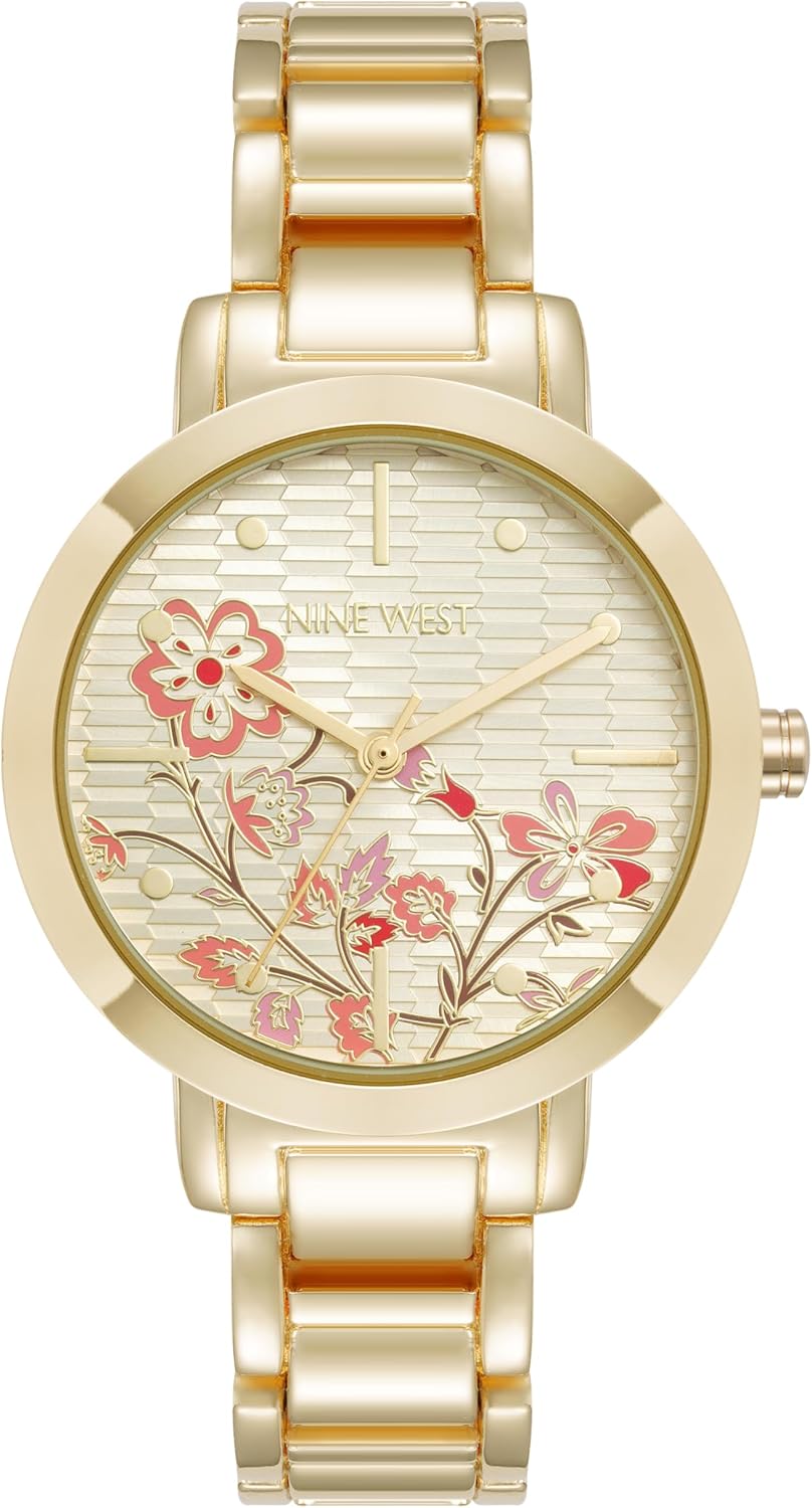 Nine West Women’s Floral Dial Bracelet Watch Nine West Women’s Floral Dial Bracelet Watch