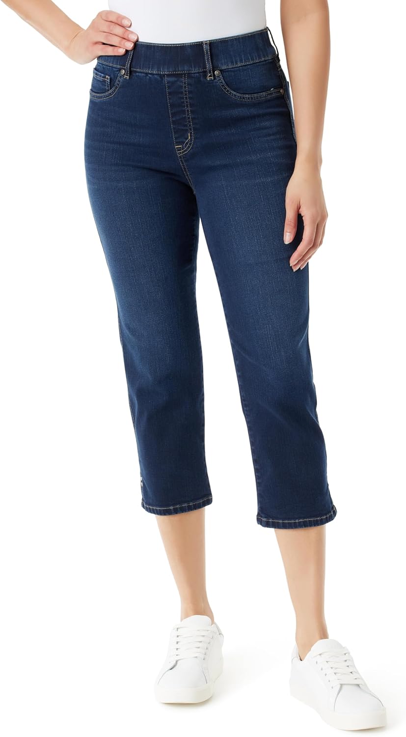 Gloria Vanderbilt Women’s Shape Effect Pull on High Rise Straight Leg Capri Standard Gloria Vanderbilt Women’s Shape Effect Pull on High Rise Straight Leg Capri Standard
