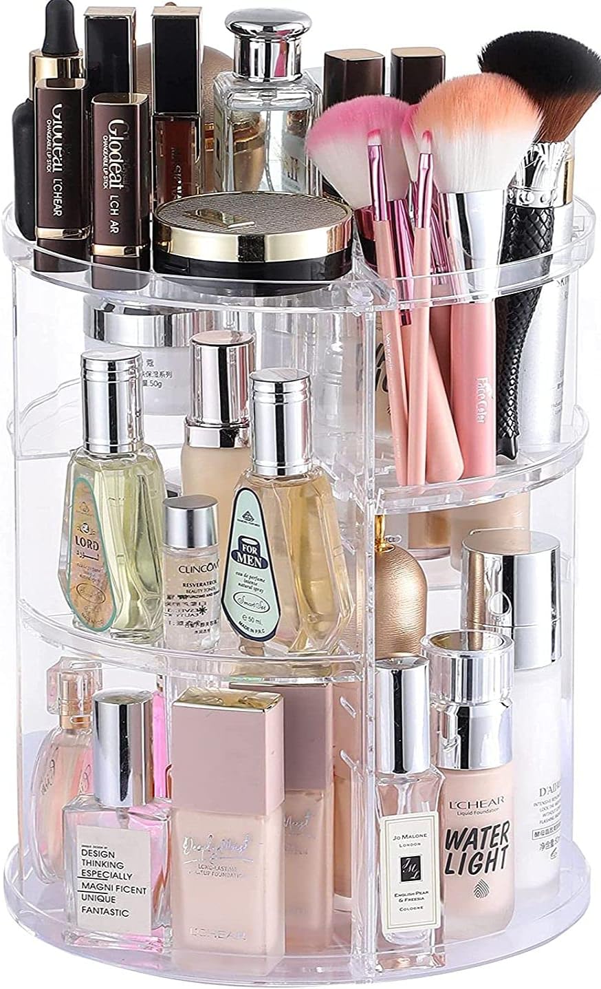 360 Rotating Makeup Organizer for Vanity Storage – Adjustable Carousel Cosmetic Display Cases – Clear Plastic Spinning Skincare Organizer and Perfume Organizers,Bathroom Counter Beauty Organizers 360 Rotating Makeup Organizer for Vanity Storage – Adjustable Carousel Cosmetic Display Cases – Clear Plastic Spinning Skincare Organizer and Perfume Organizers,Bathroom Counter Beauty Organizers