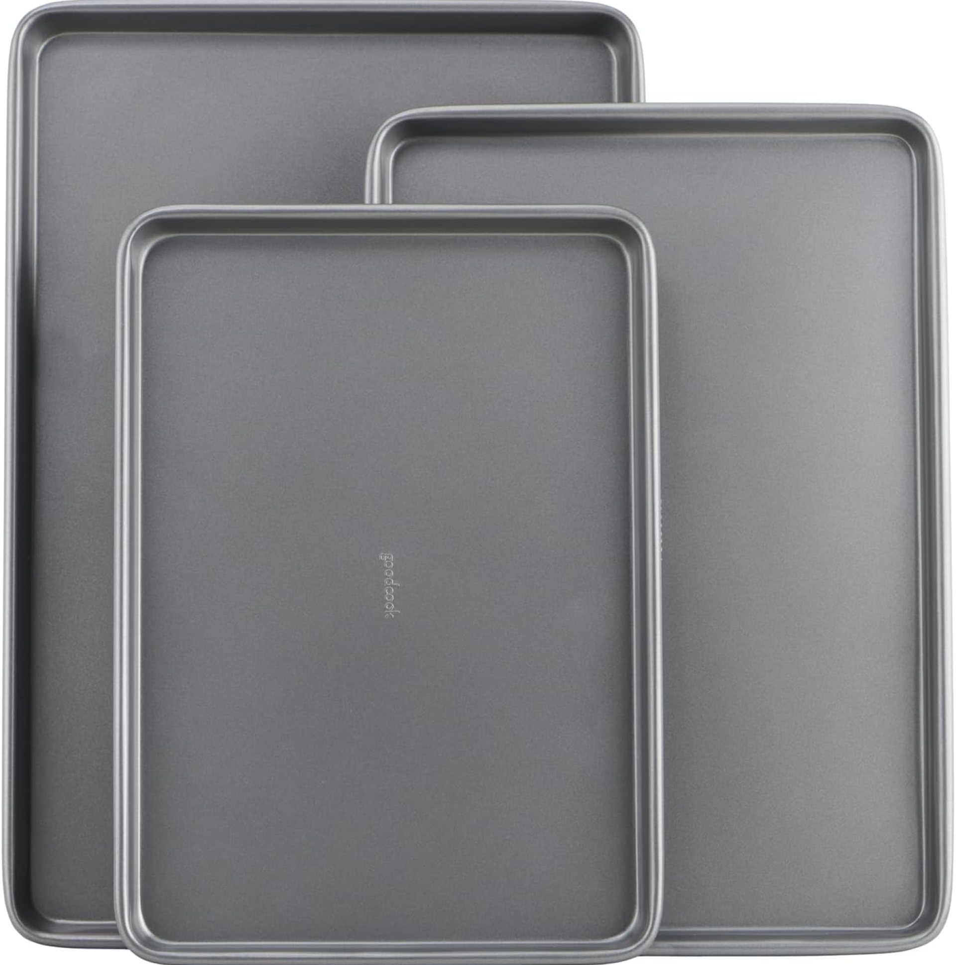 GoodCook Everyday Nonstick Carbon Steel Baking Sheet Set, 3 Pack – Small 13” x 9”, Medium 15” x 10”, Large 17” x 11” – Carbon Steel Cooking Pans, Cookie Sheet Bakeware Set GoodCook Everyday Nonstick Carbon Steel Baking Sheet Set, 3 Pack – Small 13” x 9”, Medium 15” x 10”, Large 17” x 11” – Carbon Steel Cooking Pans, Cookie Sheet Bakeware Set