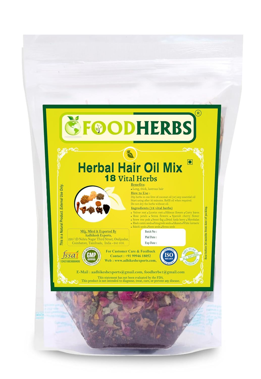 Herbal Hair Oil Mix | Herbs For Hair Growth | 18 Vital Herbs For Long, Thick, And Lustrous Hair | Hair Care Product For Women And Men | DIY Oil Infusion Herbal Hair Oil Mix | Herbs For Hair Growth | 18 Vital Herbs For Long, Thick, And Lustrous Hair | Hair Care Product For Women And Men | DIY Oil Infusion