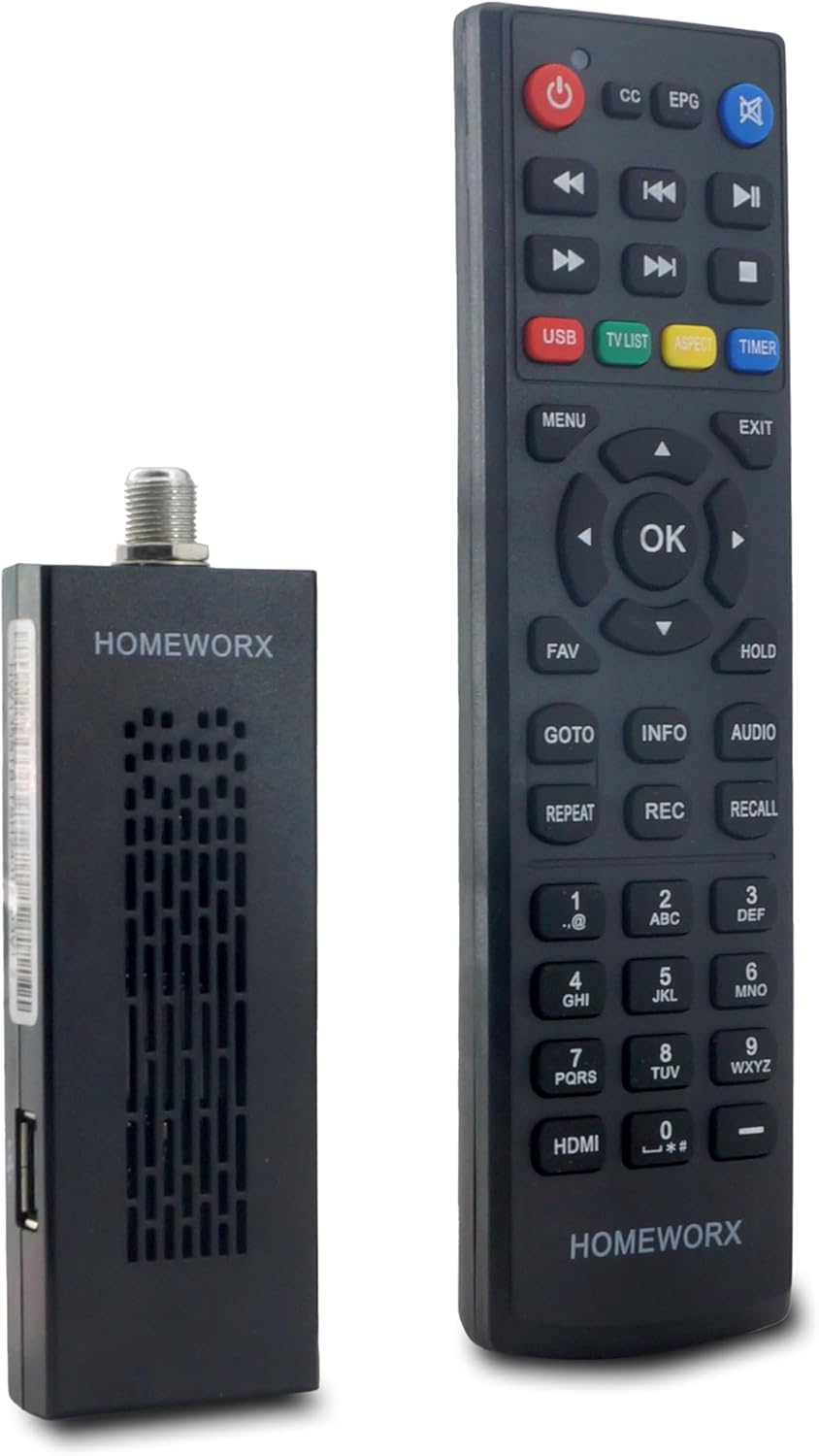 Digital TV Converter Box Dongle, ATSC Digital Converter Box with TV Tuner, TV Recording, USB Multimedia Function, 1080P HDMI Output, Clear QAM by Mediasonic HomeWorx (HW135STB) Digital TV Converter Box Dongle, ATSC Digital Converter Box with TV Tuner, TV Recording, USB Multimedia Function, 1080P HDMI Output, Clear QAM by Mediasonic HomeWorx (HW135STB)