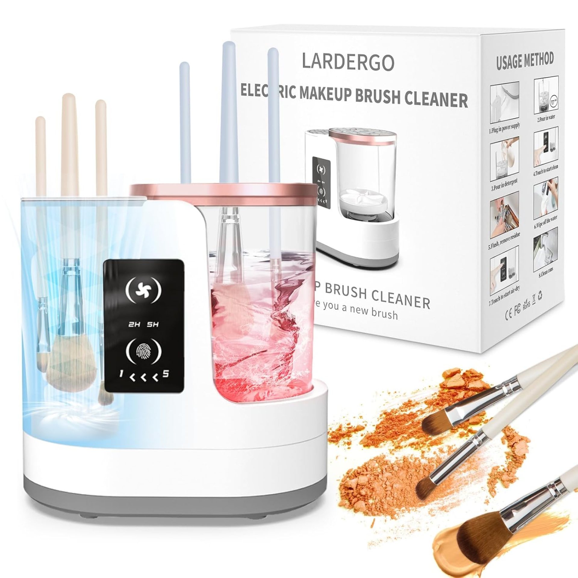 LARDERGO Makeup Brush Cleaner Machine, Ultimate Efficient Electric Automatic Cleaner and Dryer for All Types of Makeup Brushes LARDERGO Makeup Brush Cleaner Machine, Ultimate Efficient Electric Automatic Cleaner and Dryer for All Types of Makeup Brushes