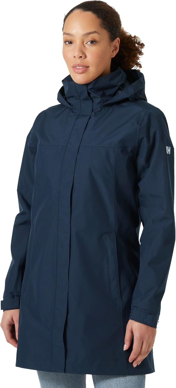 Helly-Hansen Womens Aden Waterproof Breathable Hooded Long Rain Jacket Helly-Hansen Womens Aden Waterproof Breathable Hooded Long Rain Jacket