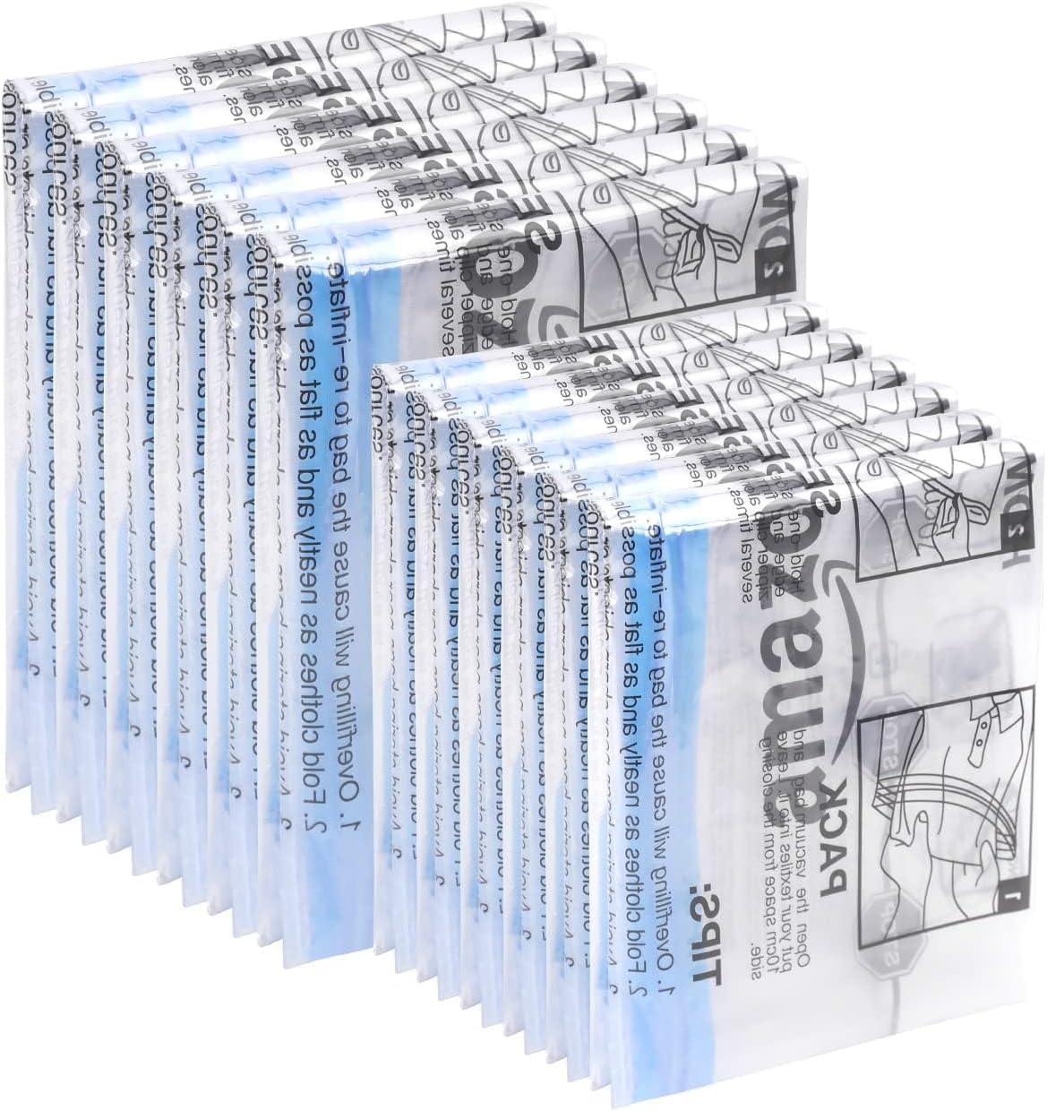 Amazon Basics Roll-Up Travel Zipper Storage Bags, 12 count (6 Small & 6 Medium), Multiple, Clear Amazon Basics Roll-Up Travel Zipper Storage Bags, 12 count (6 Small & 6 Medium), Multiple, Clear