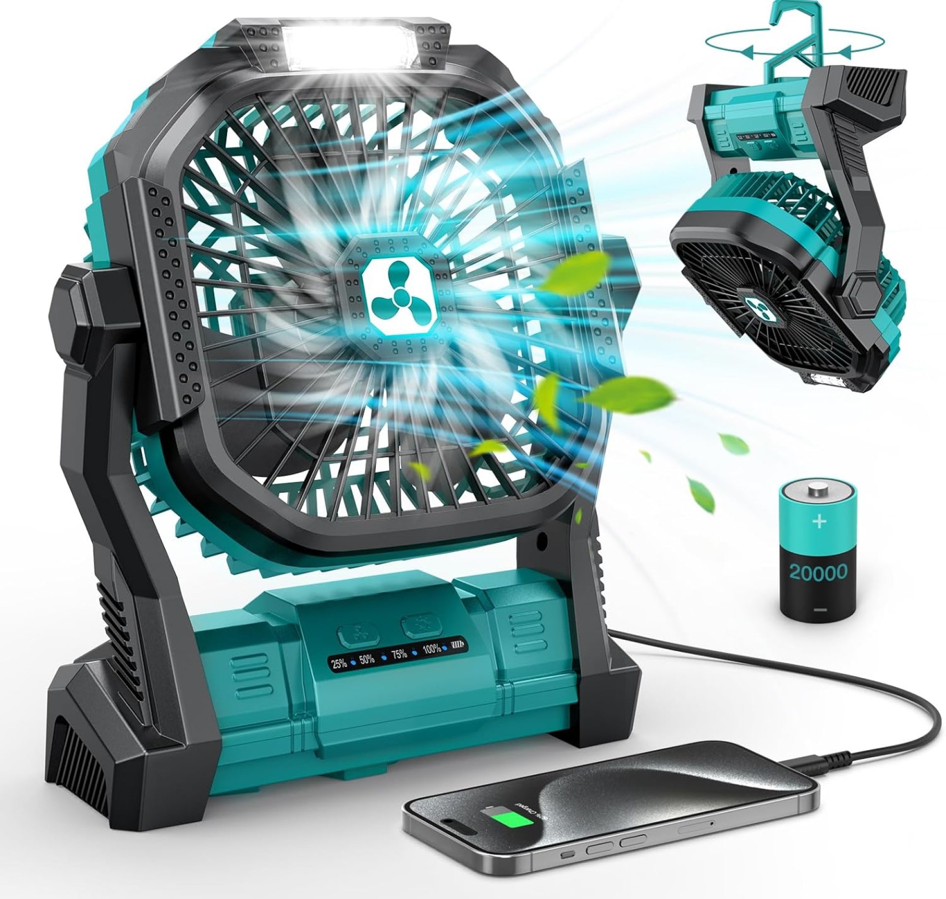 Portable Fan Rechargeable, 20000mAh Cordless Battery Powered Fan with LED Lantern, USB C Battery Operated for Travel Bedroom Home Camping Tent Office Beach Desk Fishing Table Portable Fan Rechargeable, 20000mAh Cordless Battery Powered Fan with LED Lantern, USB C Battery Operated for Travel Bedroom Home Camping Tent Office Beach Desk Fishing Table