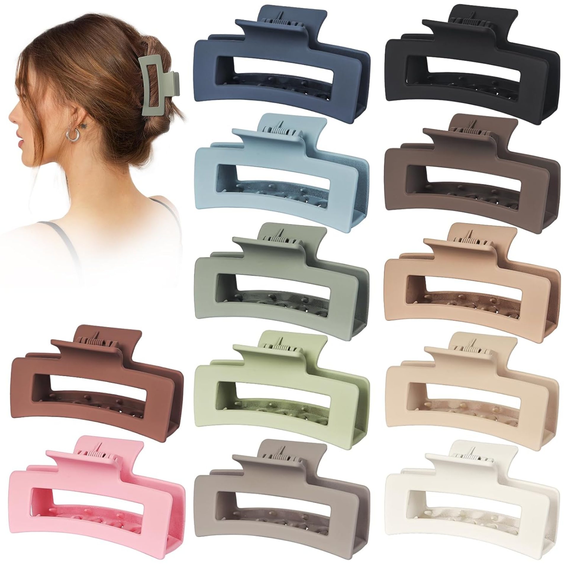 12 Pack 3.5″ Medium Hair Claw Clips for Women Thick Thin Hair, Strong Hold Matte Banana Hair Clips 12 Pack 3.5″ Medium Hair Claw Clips for Women Thick Thin Hair, Strong Hold Matte Banana Hair Clips
