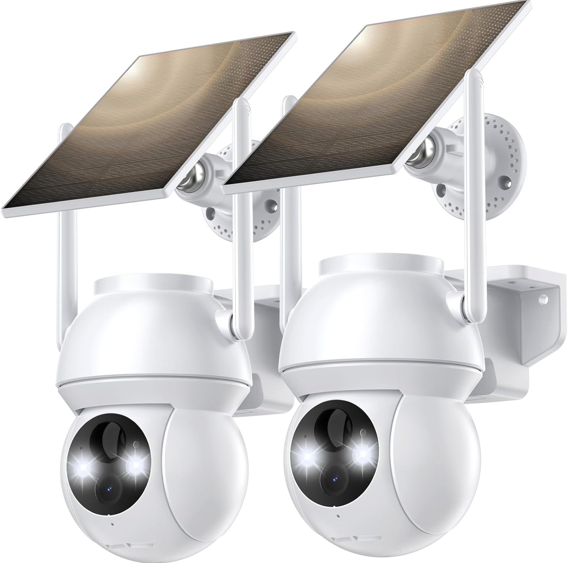 Solar Security Cameras Wireless Outdoor, WiFi Camera Outdoor 2K 360° View Battery Powered, Cameras for Home Security with Spotlight Color Night Vision Motion Sensor 2-Way Talk, White, 2 Pack Solar Security Cameras Wireless Outdoor, WiFi Camera Outdoor 2K 360° View Battery Powered, Cameras for Home Security with Spotlight Color Night Vision Motion Sensor 2-Way Talk, White, 2 Pack