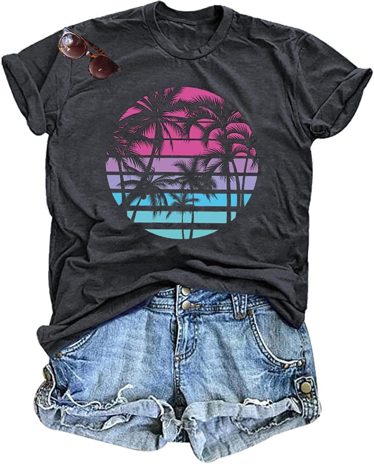 Hawaiian Shirts for Women Palm Trees Beach Graphic Tee Tops Summer Vacation Short Sleeve Tshirt Tops Hawaiian Shirts for Women Palm Trees Beach Graphic Tee Tops Summer Vacation Short Sleeve Tshirt Tops