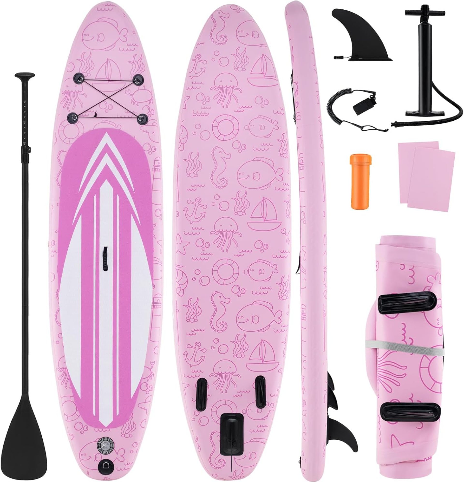 GYMAX Paddle Board, 9.8’/10’/11′ x 6″ Inflatable Stand Up Paddle Board with SUP Accessories, Removable Fin, Paddle, Pump, Leash & Carry Bag, Blow Up Paddle Boards Standing Boat for Adults, Youth GYMAX Paddle Board, 9.8’/10’/11′ x 6″ Inflatable Stand Up Paddle Board with SUP Accessories, Removable Fin, Paddle, Pump, Leash & Carry Bag, Blow Up Paddle Boards Standing Boat for Adults, Youth