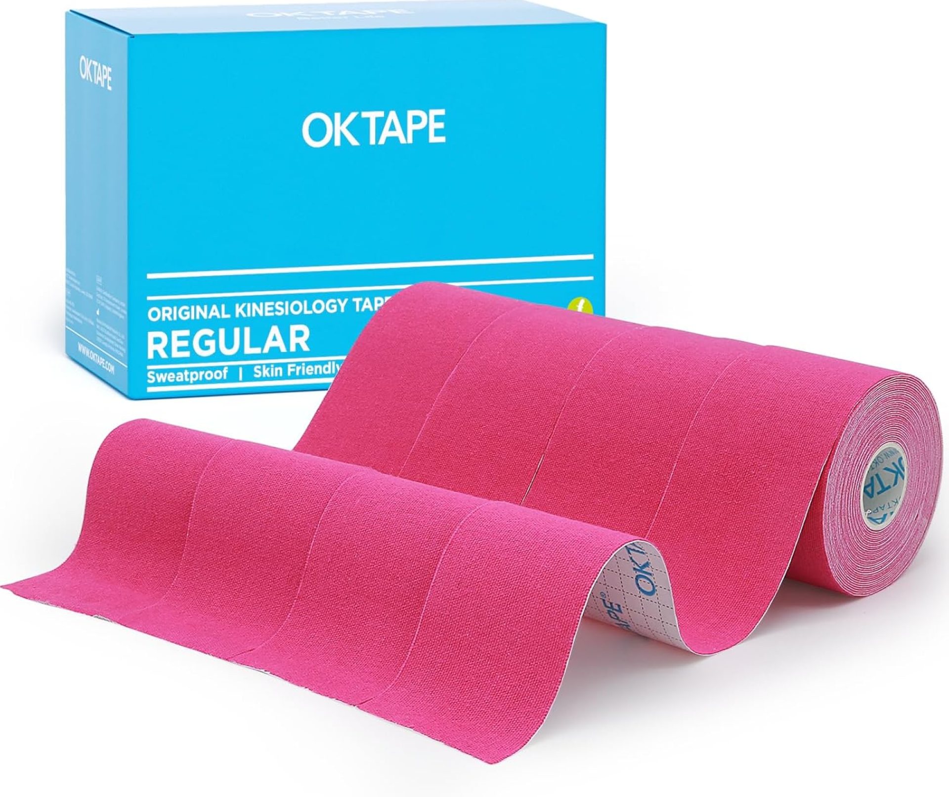 OK TAPE Regular Kinesiology Tape (4 Pack), Original Cotton Athletic Tape for Support Muscle Joint Knee, Sports Waterproof Tape Uncut Strips Latex Free, Hypoallergenic, 2in×16.4ft – Pink OK TAPE Regular Kinesiology Tape (4 Pack), Original Cotton Athletic Tape for Support Muscle Joint Knee, Sports Waterproof Tape Uncut Strips Latex Free, Hypoallergenic, 2in×16.4ft – Pink