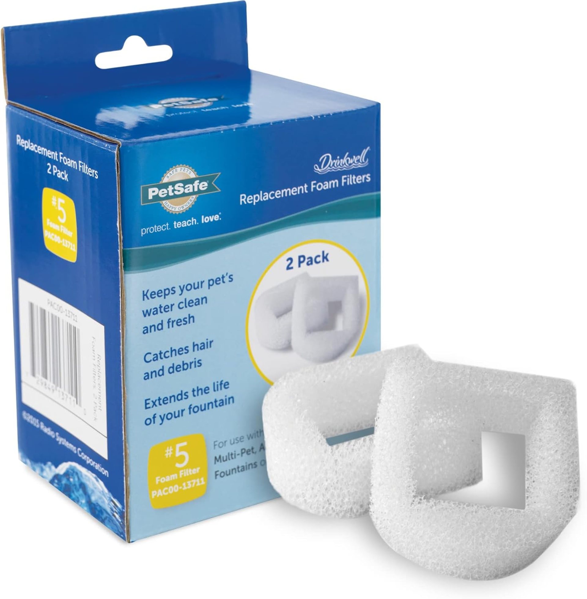 PetSafe Drinkwell Replacement Foam Filters – Compatible with PetSafe Ceramic and Stainless Steel Pet Fountains for Water Dispensers, 2 Pack (PAC00-13711) PetSafe Drinkwell Replacement Foam Filters – Compatible with PetSafe Ceramic and Stainless Steel Pet Fountains for Water Dispensers, 2 Pack (PAC00-13711)