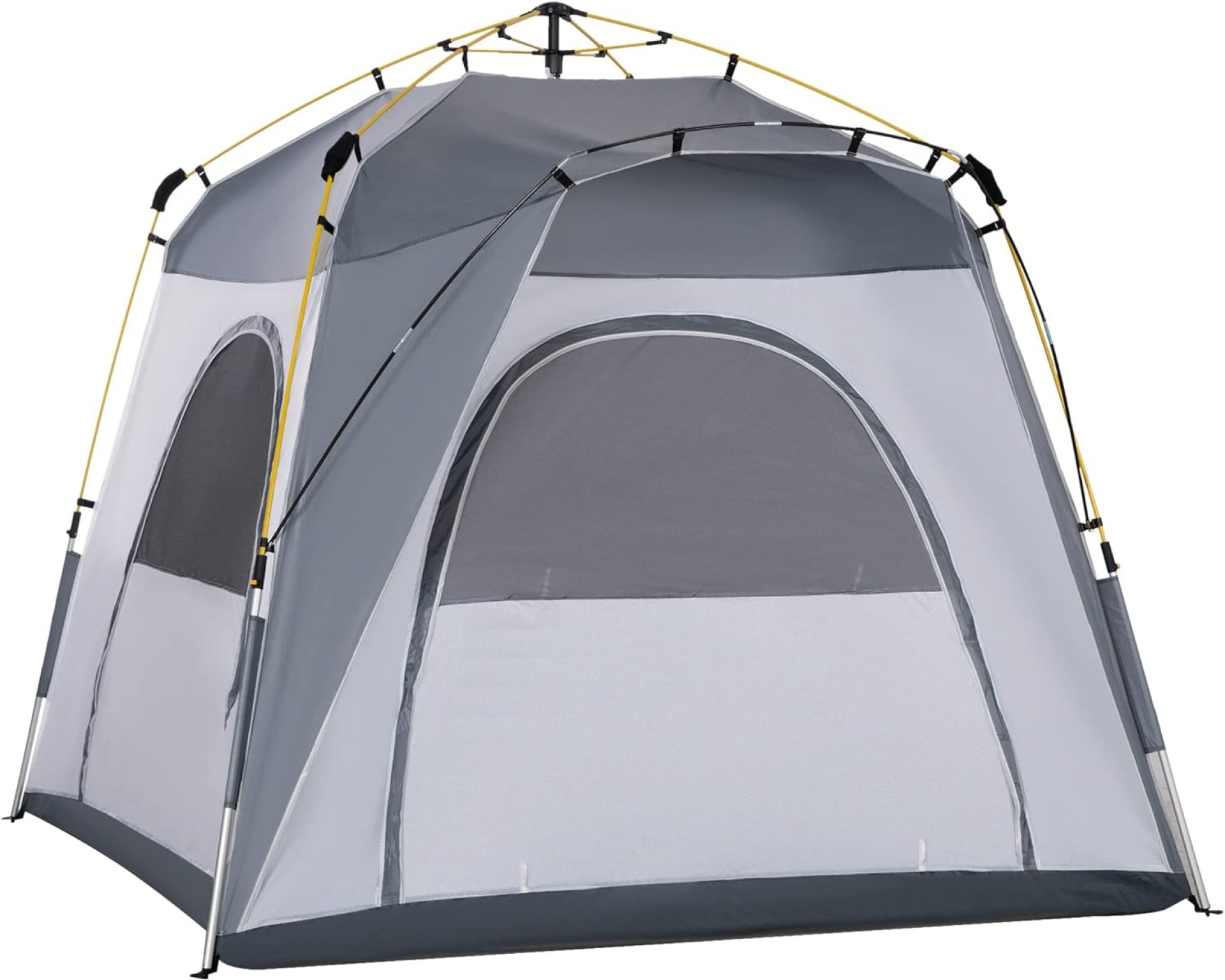 Outsunny Camping Tents 4 Person Pop Up Tent Quick Setup Automatic Hydraulic Family Travel Tent w/Windows, Doors Carry Bag Included Outsunny Camping Tents 4 Person Pop Up Tent Quick Setup Automatic Hydraulic Family Travel Tent w/Windows, Doors Carry Bag Included