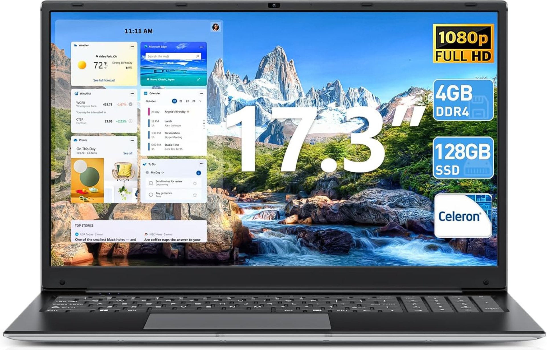 Naclud Laptops with Win 11, 17.3 Inch Laptop Computer with Celeron Processor, 4GB DDR4 128GB SSD Notebooks, Expandable 1TB, FHD IPS Screen, Type-C, WiFi 5, Webcam, HDMI, USB3.2 Naclud Laptops with Win 11, 17.3 Inch Laptop Computer with Celeron Processor, 4GB DDR4 128GB SSD Notebooks, Expandable 1TB, FHD IPS Screen, Type-C, WiFi 5, Webcam, HDMI, USB3.2