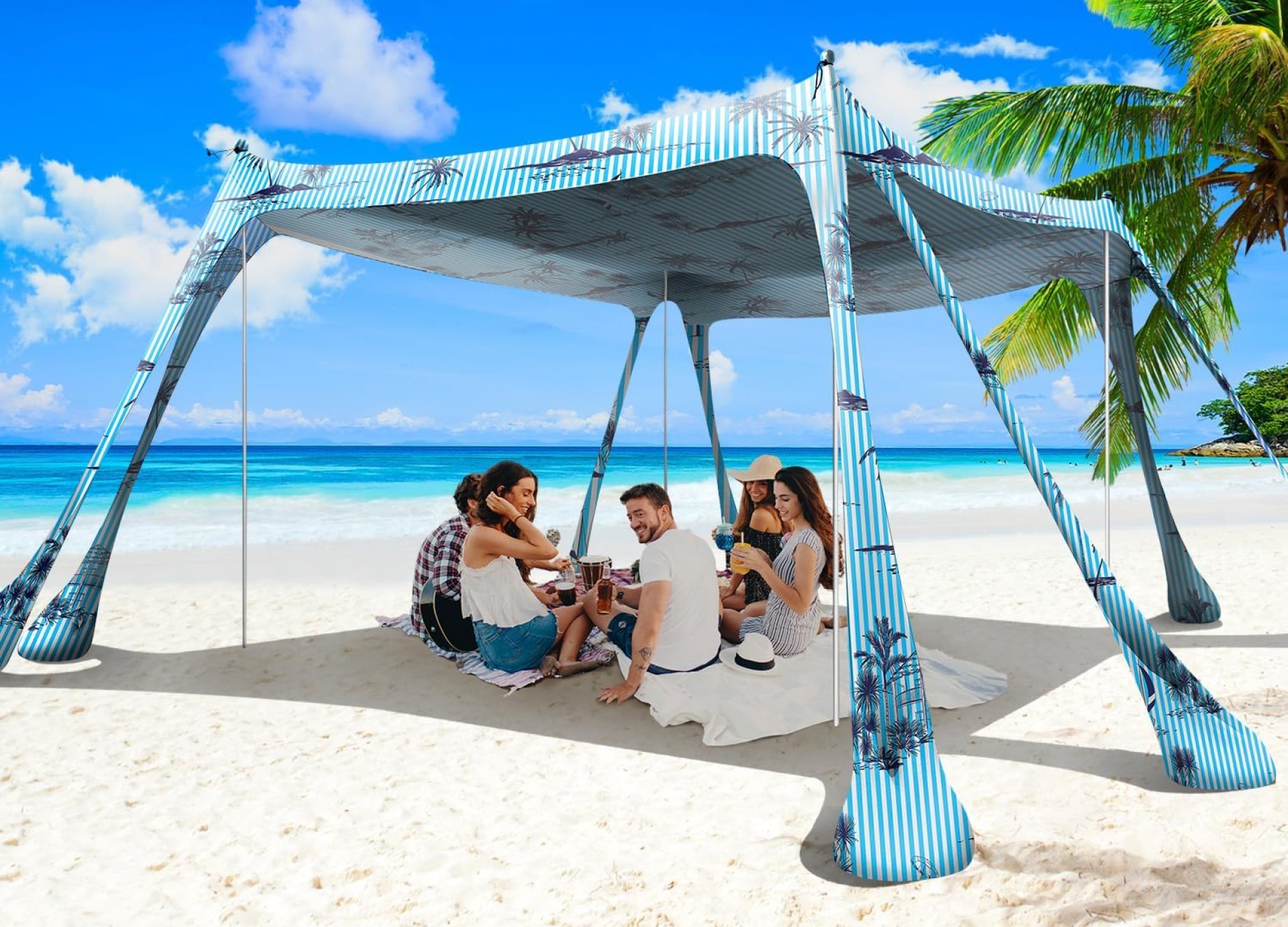 Beach Tent Canopy Pop Up Shade 10x10ft Sun Shelter Portable Family UPF50+ with 8 Sandbags-2 Sand Shovel-4 Aluminum Poles-Ground Pegs-Carrying Bag for Outdoor Camping Fishing Backyard Picnic Beach Tent Canopy Pop Up Shade 10x10ft Sun Shelter Portable Family UPF50+ with 8 Sandbags-2 Sand Shovel-4 Aluminum Poles-Ground Pegs-Carrying Bag for Outdoor Camping Fishing Backyard Picnic