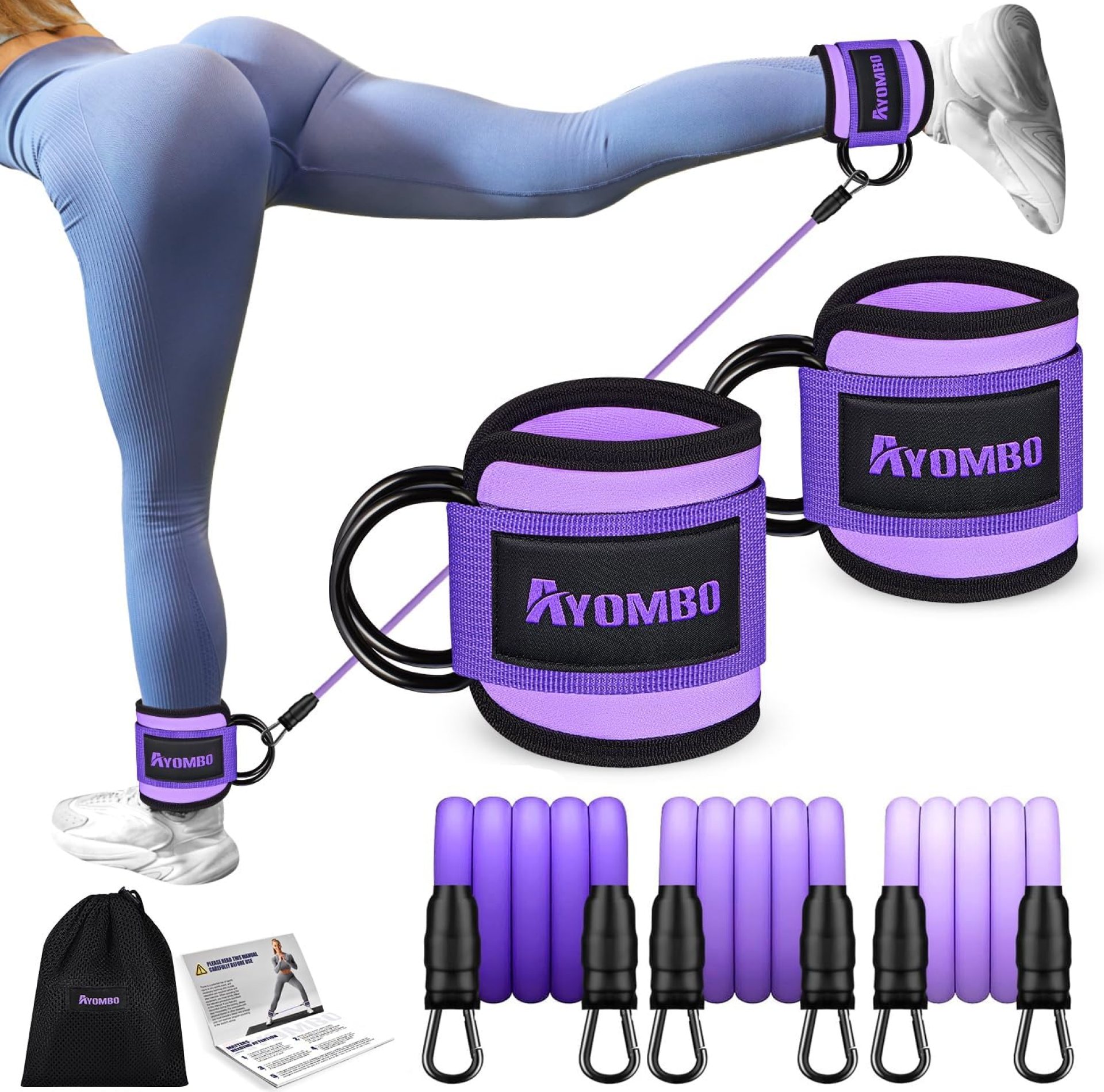 Ankle Resistance Bands with Cuffs, Home Gym Workout Equipment, Lifting Glute Butt Exercise Equipment for Women, Ankle Weights Fitness Band Set, Leg Booty Equipment for Training Perfect Body Shape Ankle Resistance Bands with Cuffs, Home Gym Workout Equipment, Lifting Glute Butt Exercise Equipment for Women, Ankle Weights Fitness Band Set, Leg Booty Equipment for Training Perfect Body Shape