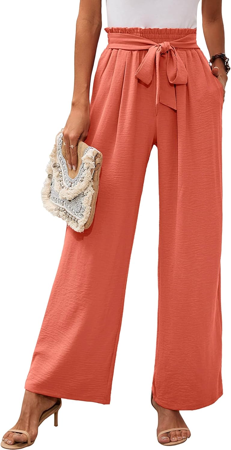 Heymoments Women’s Wide Leg Lounge Pants with Pockets Lightweight High Waisted Adjustable Tie Knot Loose Trousers Heymoments Women’s Wide Leg Lounge Pants with Pockets Lightweight High Waisted Adjustable Tie Knot Loose Trousers