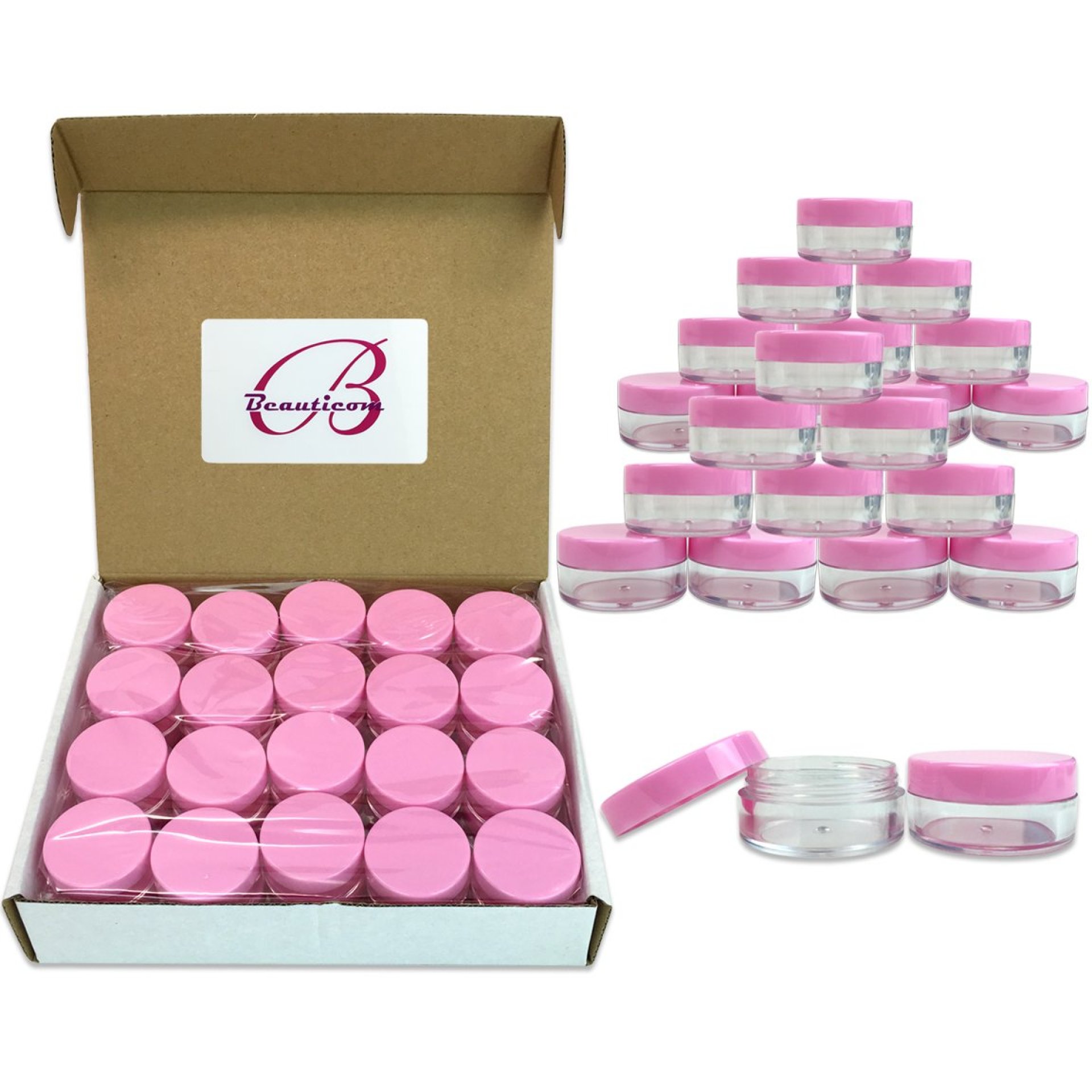 (Quantity: 100 Pieces) Beauticom® 10G/10ML Round Clear Jars with Pink Lids for Pills, Medication, Ointments and Other Beauty and Health Aids – BPA Free (Quantity: 100 Pieces) Beauticom® 10G/10ML Round Clear Jars with Pink Lids for Pills, Medication, Ointments and Other Beauty and Health Aids – BPA Free