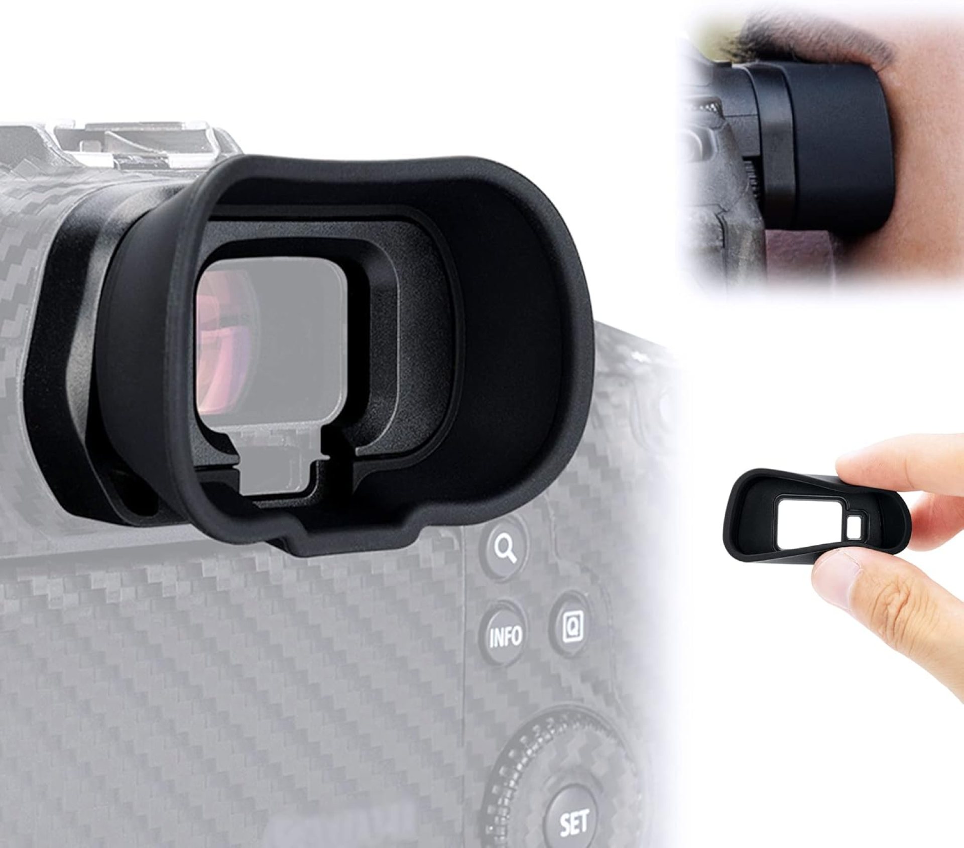 JJC Camera Eyecup Eyepiece Viewfinder for Canon EOS R5 R6 Mark II R6 R5 C R5C Mirrorless Camera with Extended Soft Silicone Design JJC Camera Eyecup Eyepiece Viewfinder for Canon EOS R5 R6 Mark II R6 R5 C R5C Mirrorless Camera with Extended Soft Silicone Design