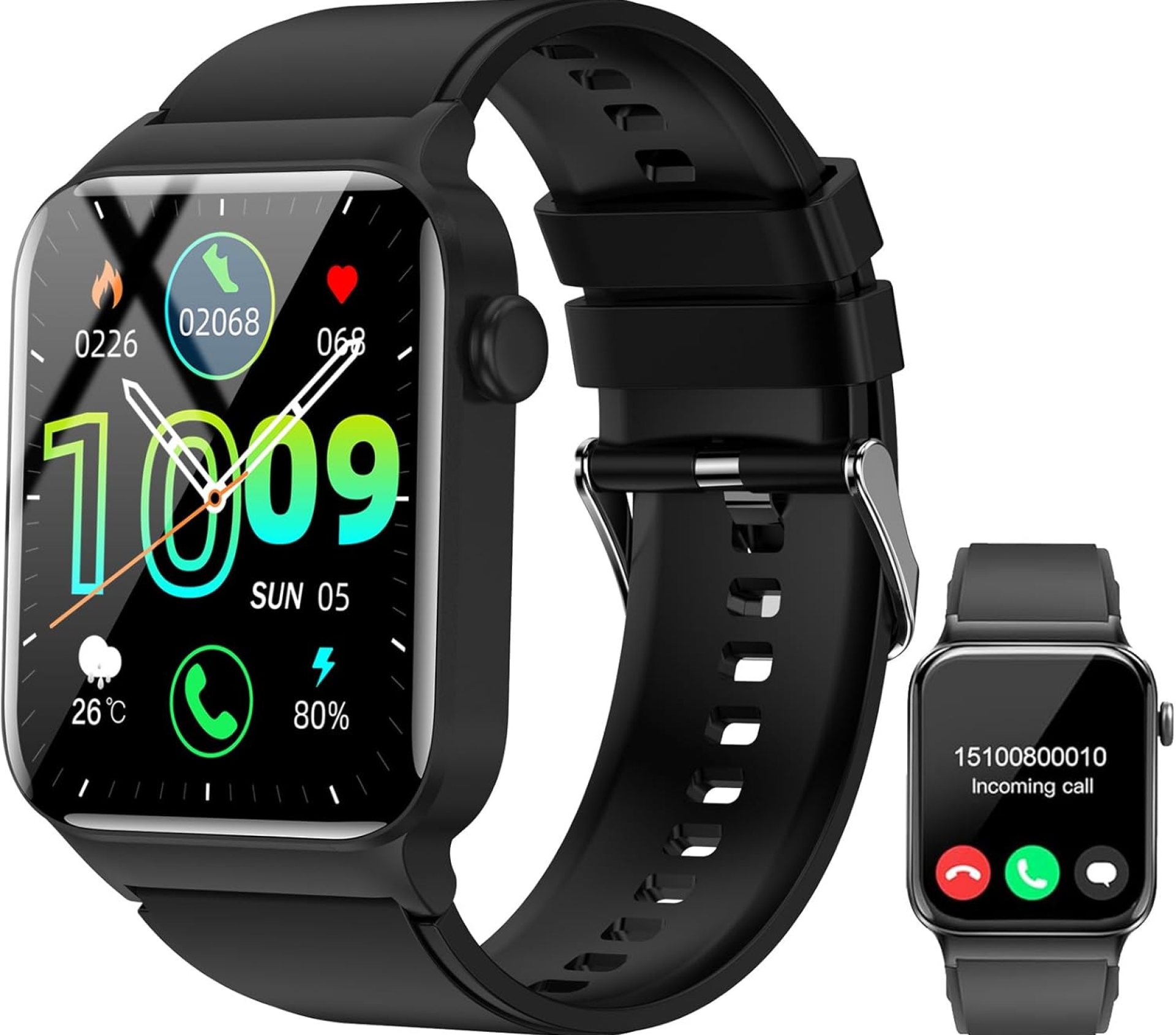 Smart Watches for Men Women – 1.83″ HD Smartwatch for Android iOS Compatible with Bluetooth (Answer/Make Calls), Android Watch IP68 Waterproof Fitness Watch, Sleep (Black) Smart Watches for Men Women – 1.83″ HD Smartwatch for Android iOS Compatible with Bluetooth (Answer/Make Calls), Android Watch IP68 Waterproof Fitness Watch, Sleep (Black)