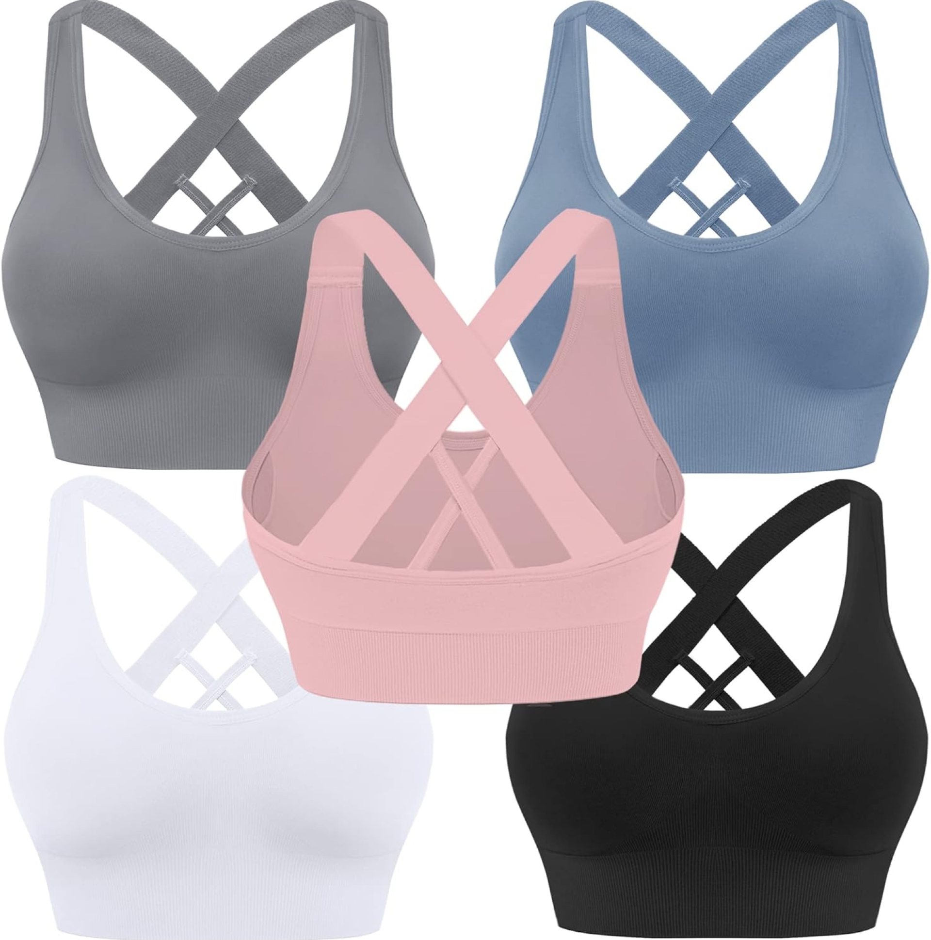 Evercute Sports Bra for Women Padded Medium Support Criss Cross Strappy Bras Seamless High Impact Yoga Exercise Athletic Bras Evercute Sports Bra for Women Padded Medium Support Criss Cross Strappy Bras Seamless High Impact Yoga Exercise Athletic Bras
