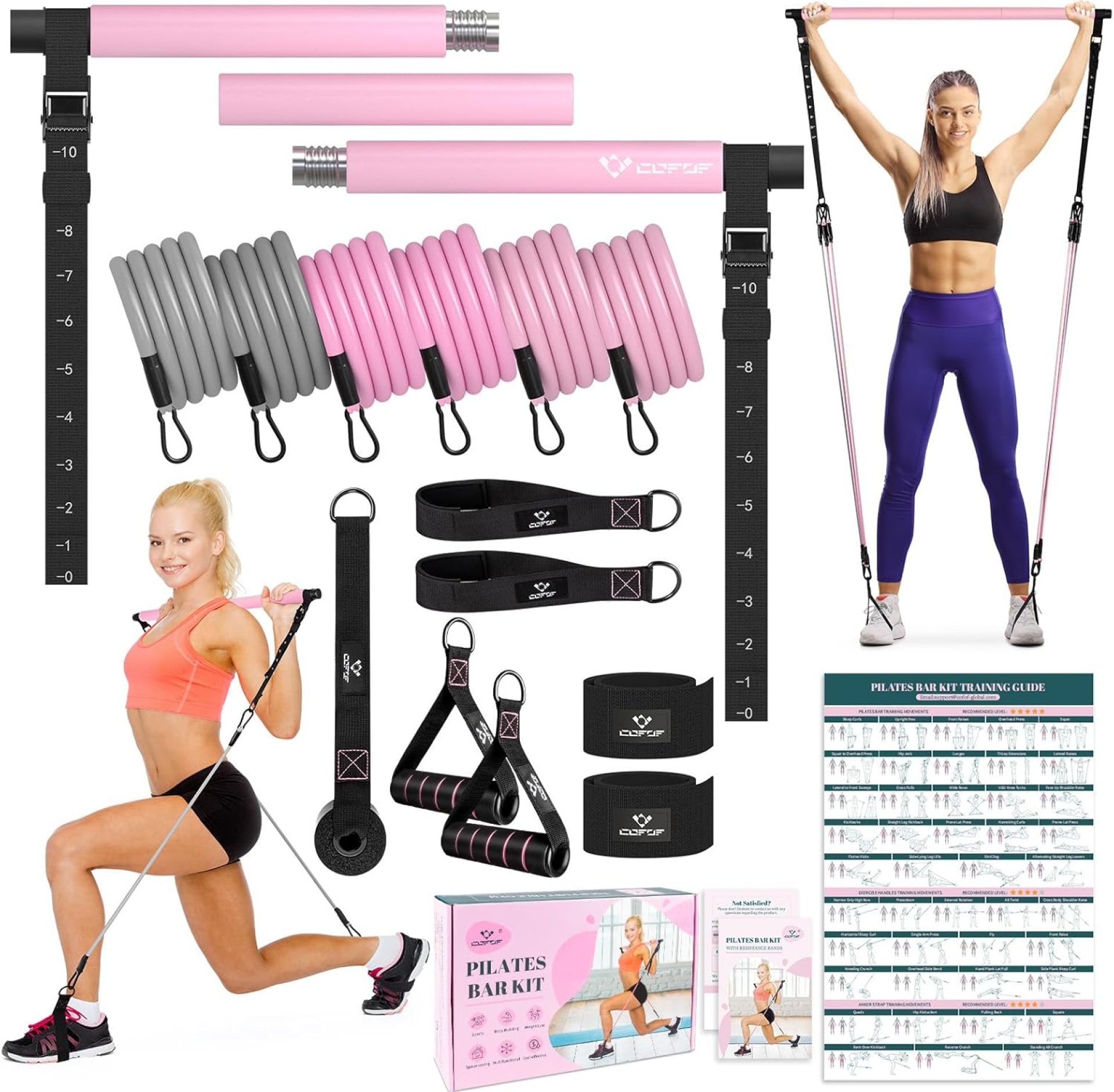 Pilates Bar Kit with Resistance Bands, Multifunctional Yoga Pilates Bar with Heavy-Duty Metal Adjustment Buckle, Portable Home Gym Pilates Resistance Bar Kit for Women Full Body Workouts Pilates Bar Kit with Resistance Bands, Multifunctional Yoga Pilates Bar with Heavy-Duty Metal Adjustment Buckle, Portable Home Gym Pilates Resistance Bar Kit for Women Full Body Workouts